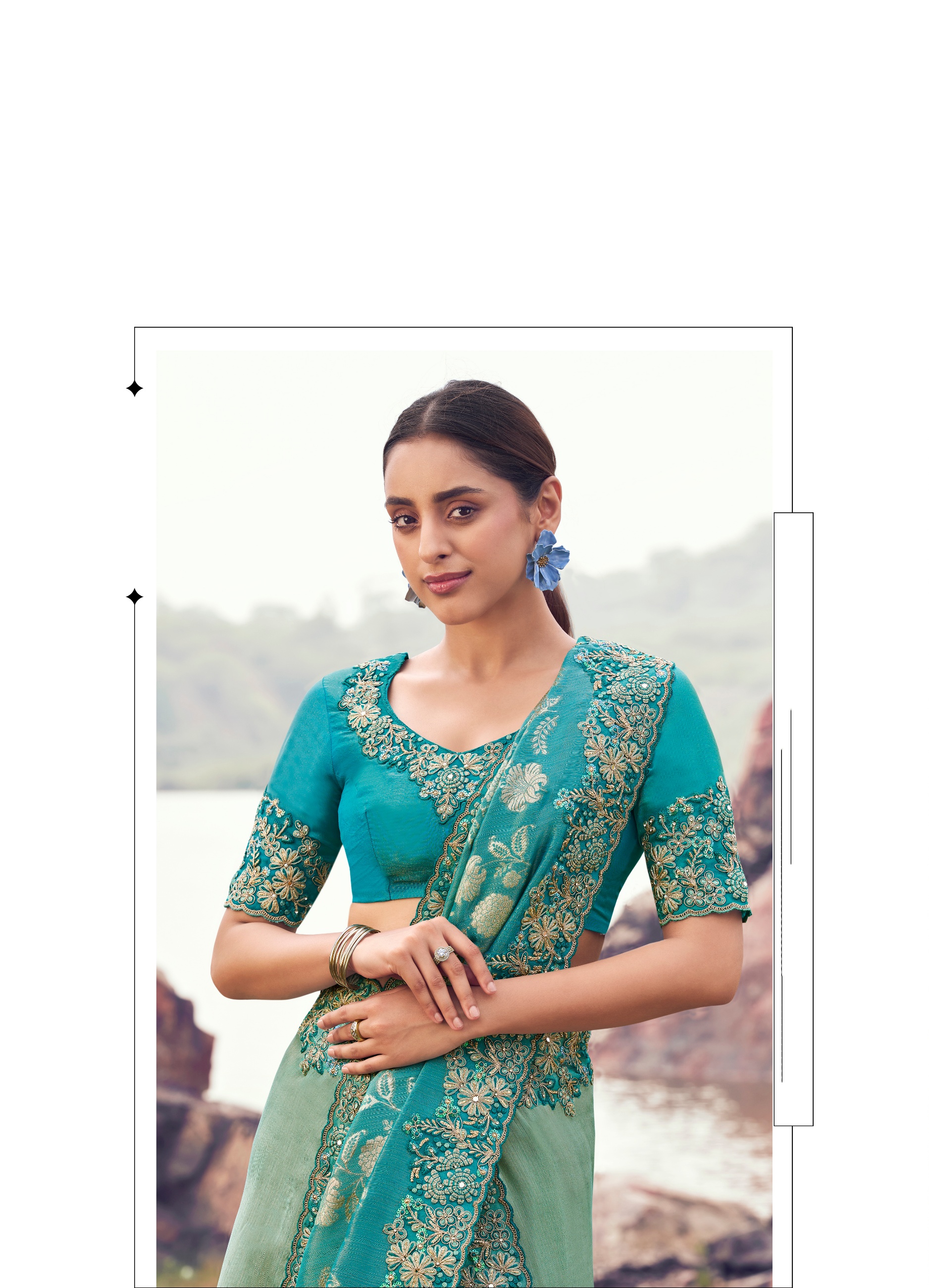 Sea Green Heritage Heavy Bhagalpuri Tissue Saree — alternate view