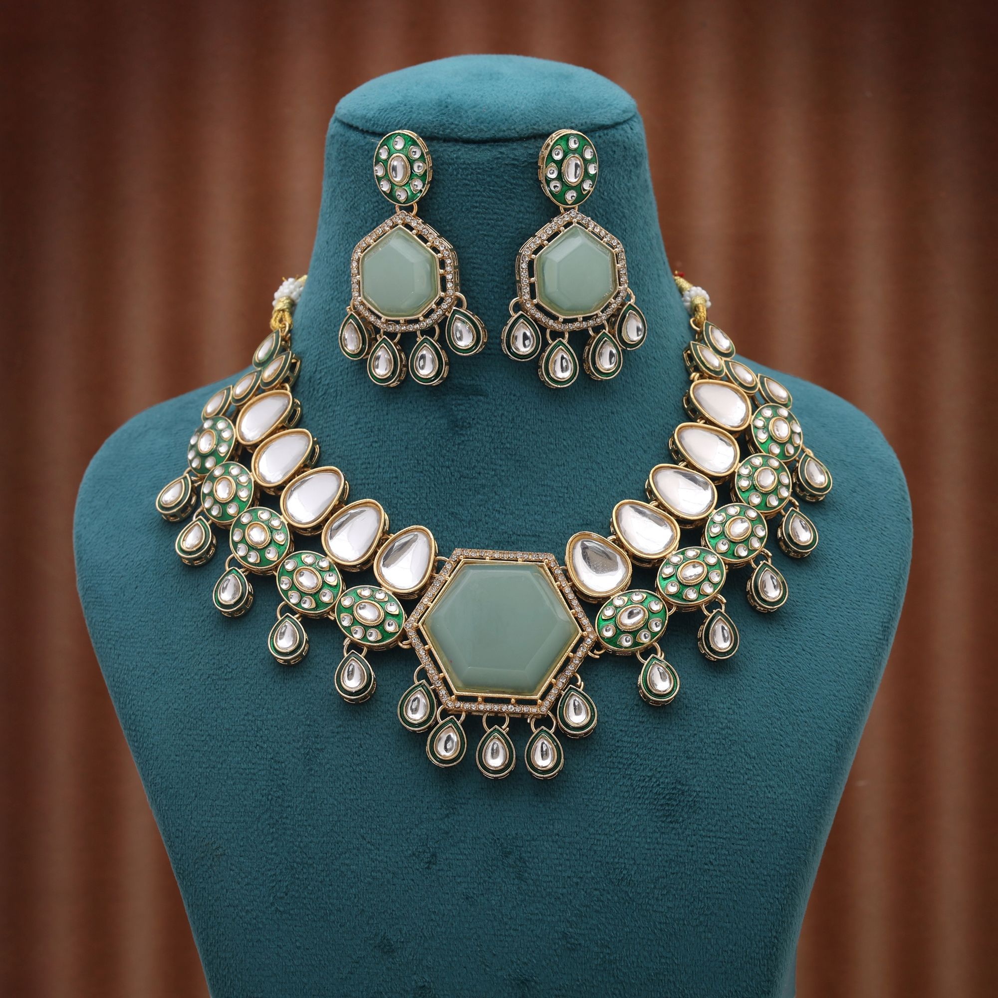 Sea Green Kundan Stone Classic Premium Function Wear — alternate view