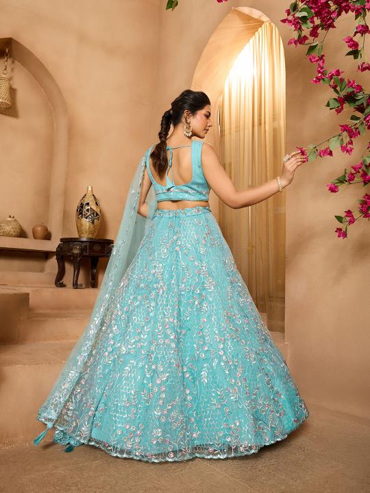 Sea Green Net Lehenga Choli — alternate view