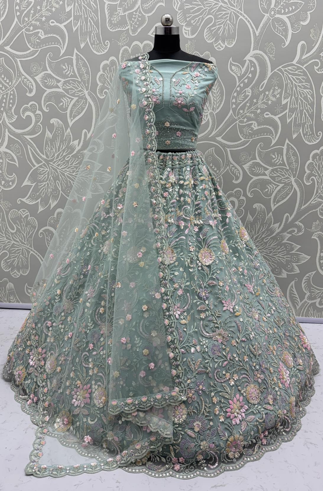 Sea Green Net Lehenga Choli