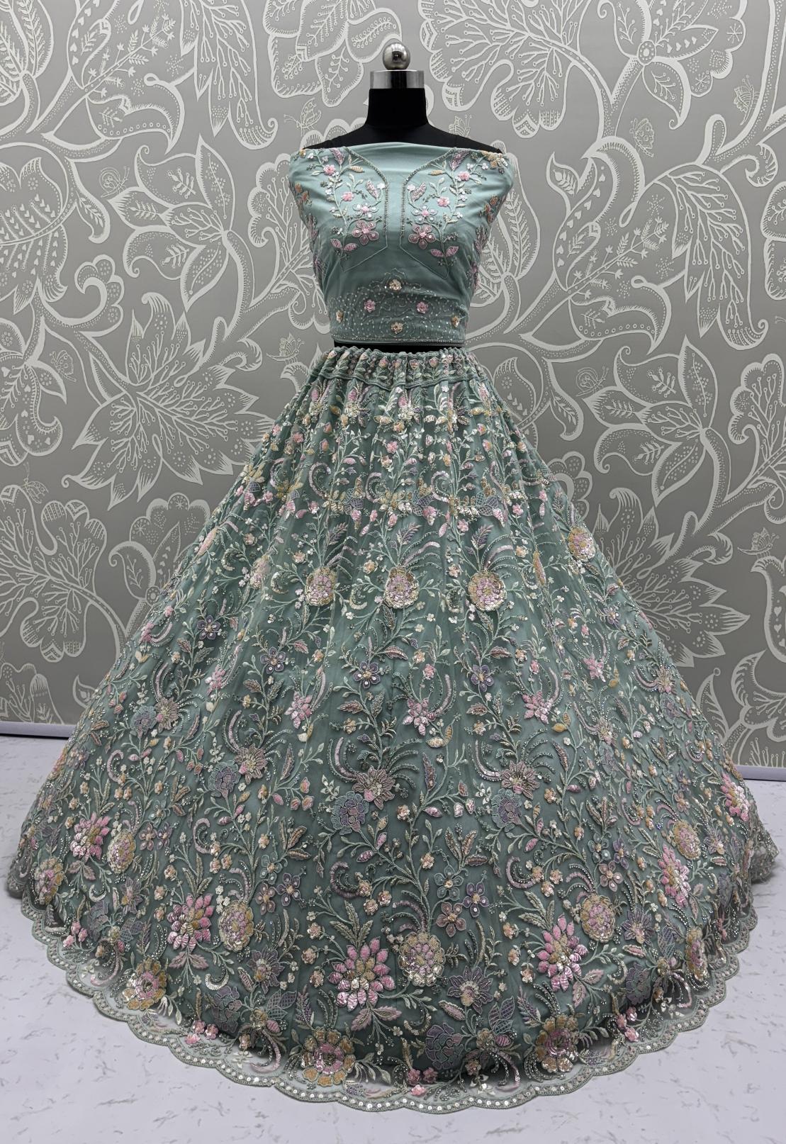Sea Green Net Lehenga Choli — alternate view