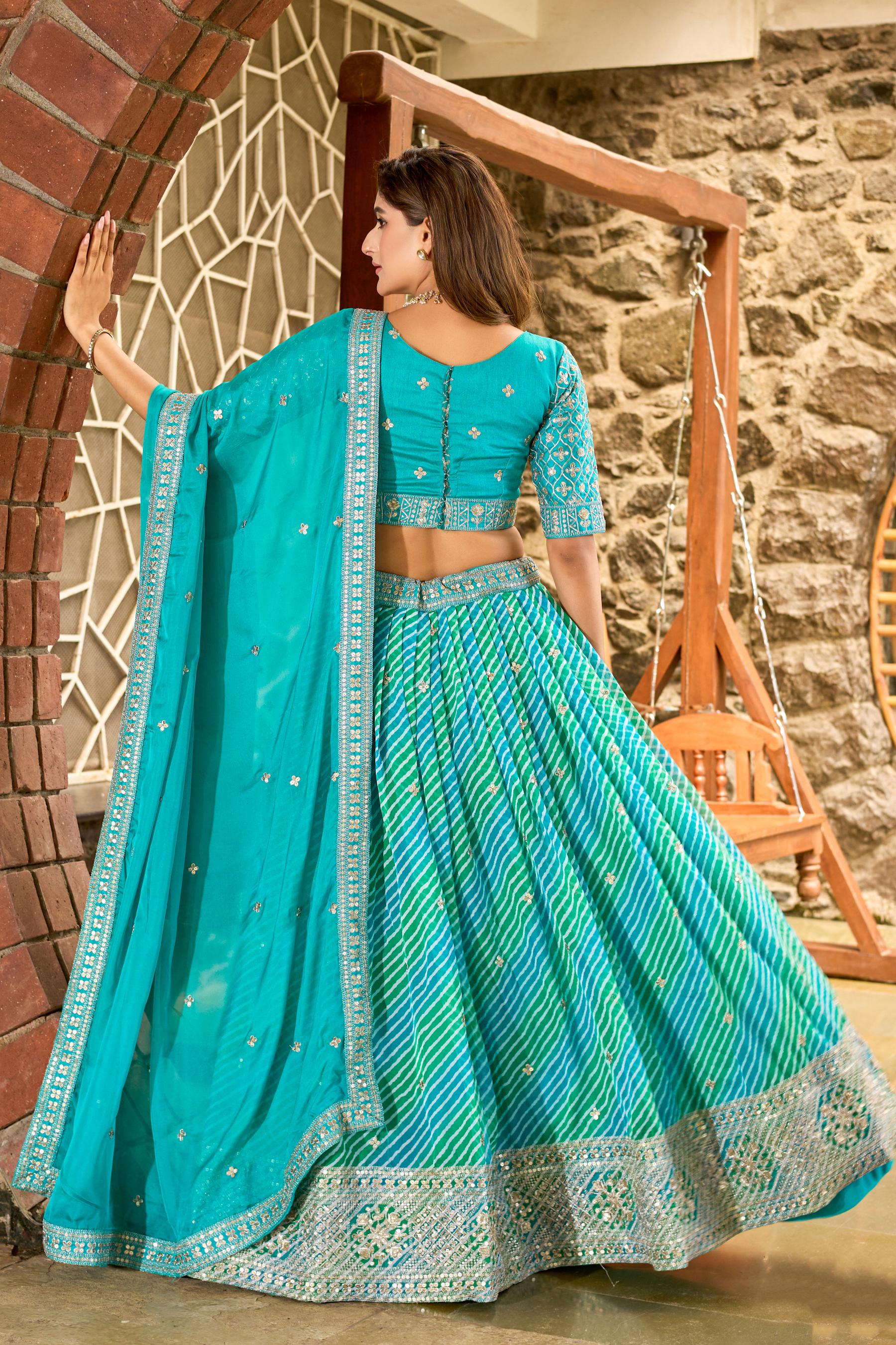 Sea Green Organza Bridal Lehenga — alternate view