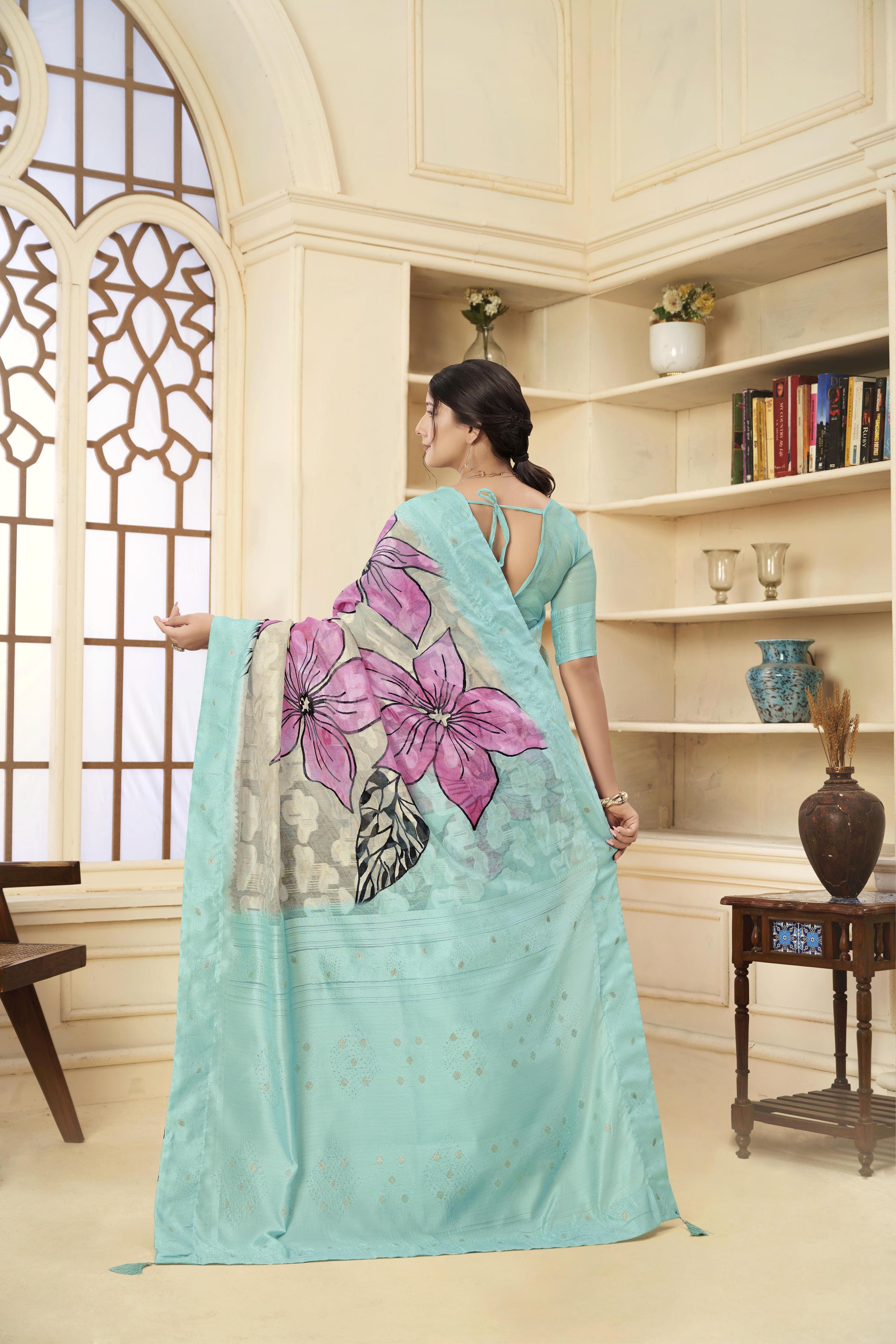 Sea Green Rich Silk Saree — alternate view
