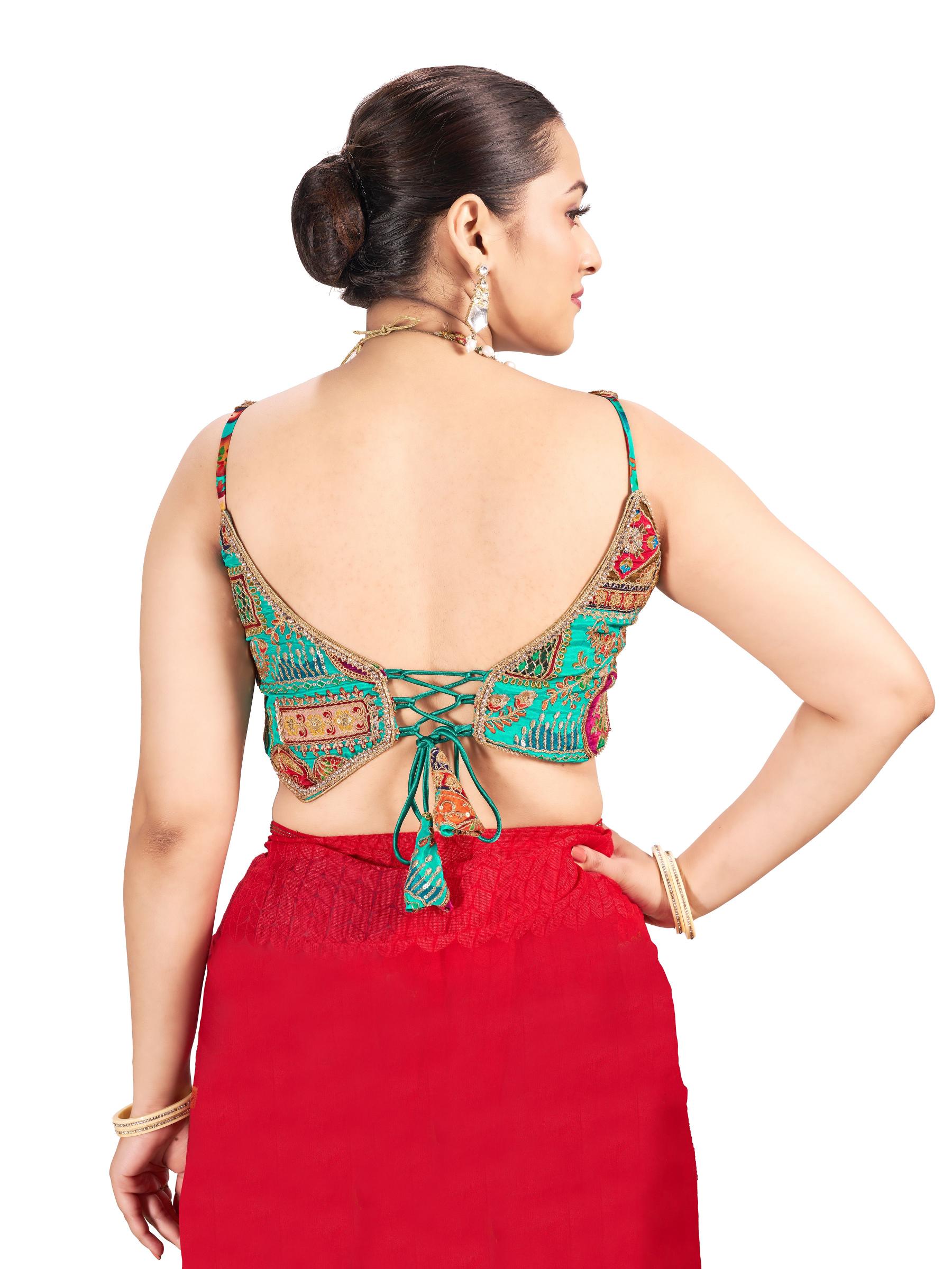 Sea Green Silk Readymade Blouse — alternate view