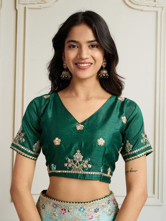Sea Green Star Georgette Saree