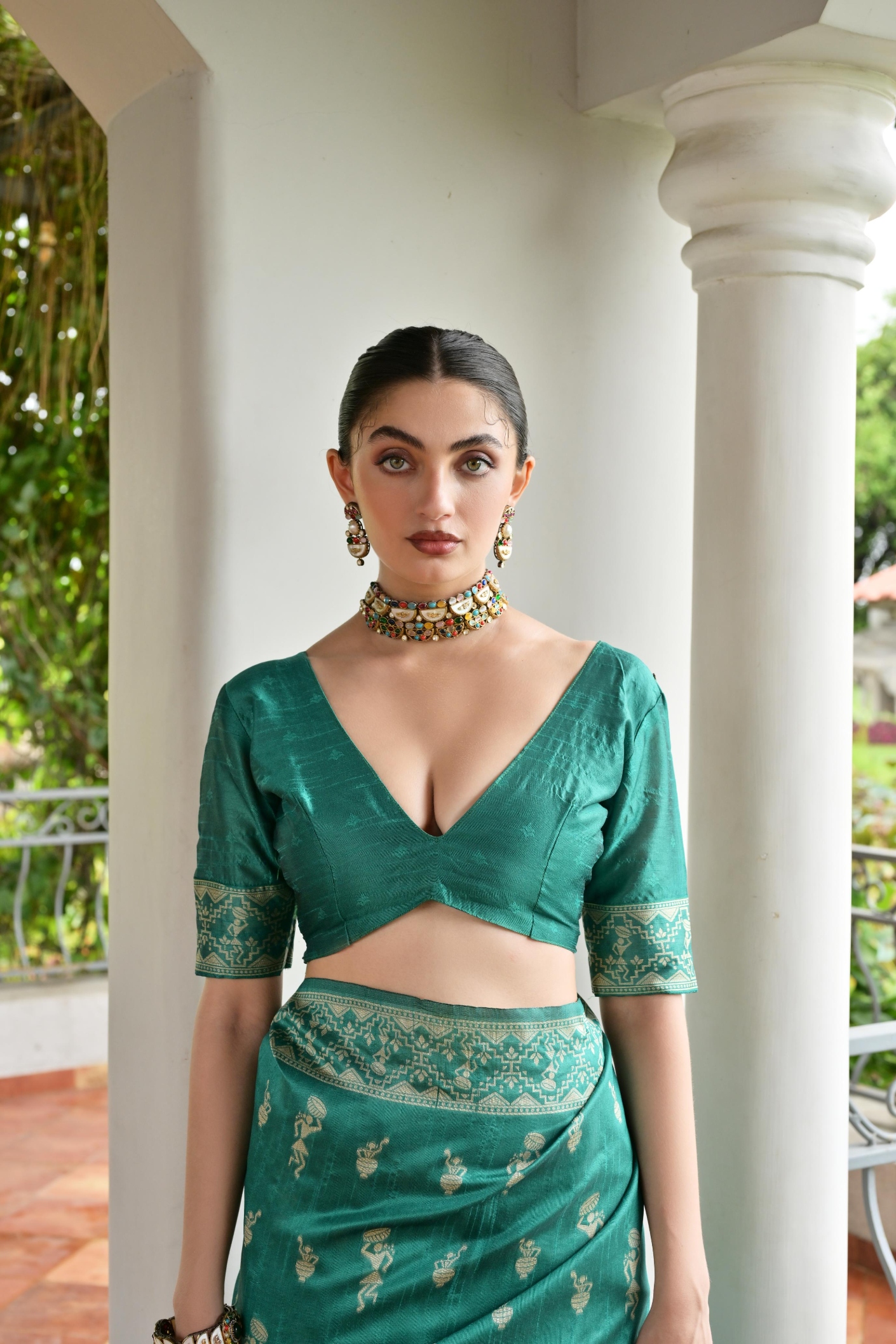 Sea Green Warli Woven Banglori Silk Saree