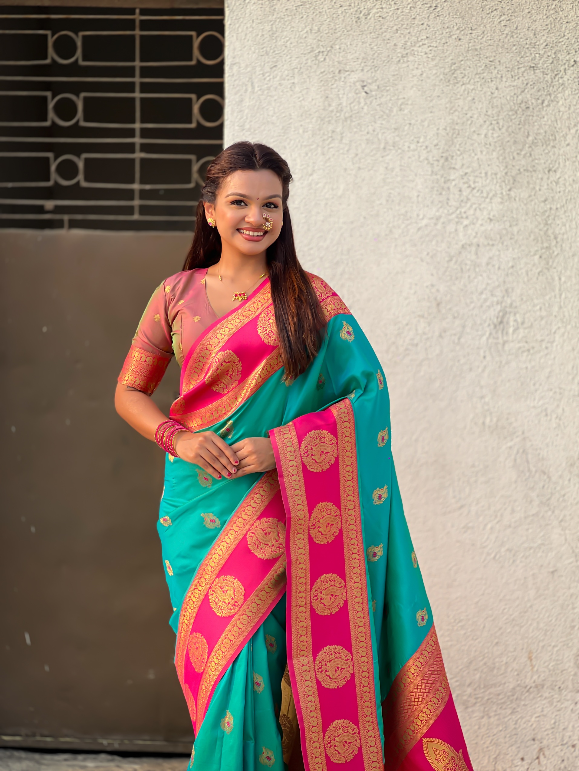 Sea Green Zari Woven Soft Silk Elegant Saree