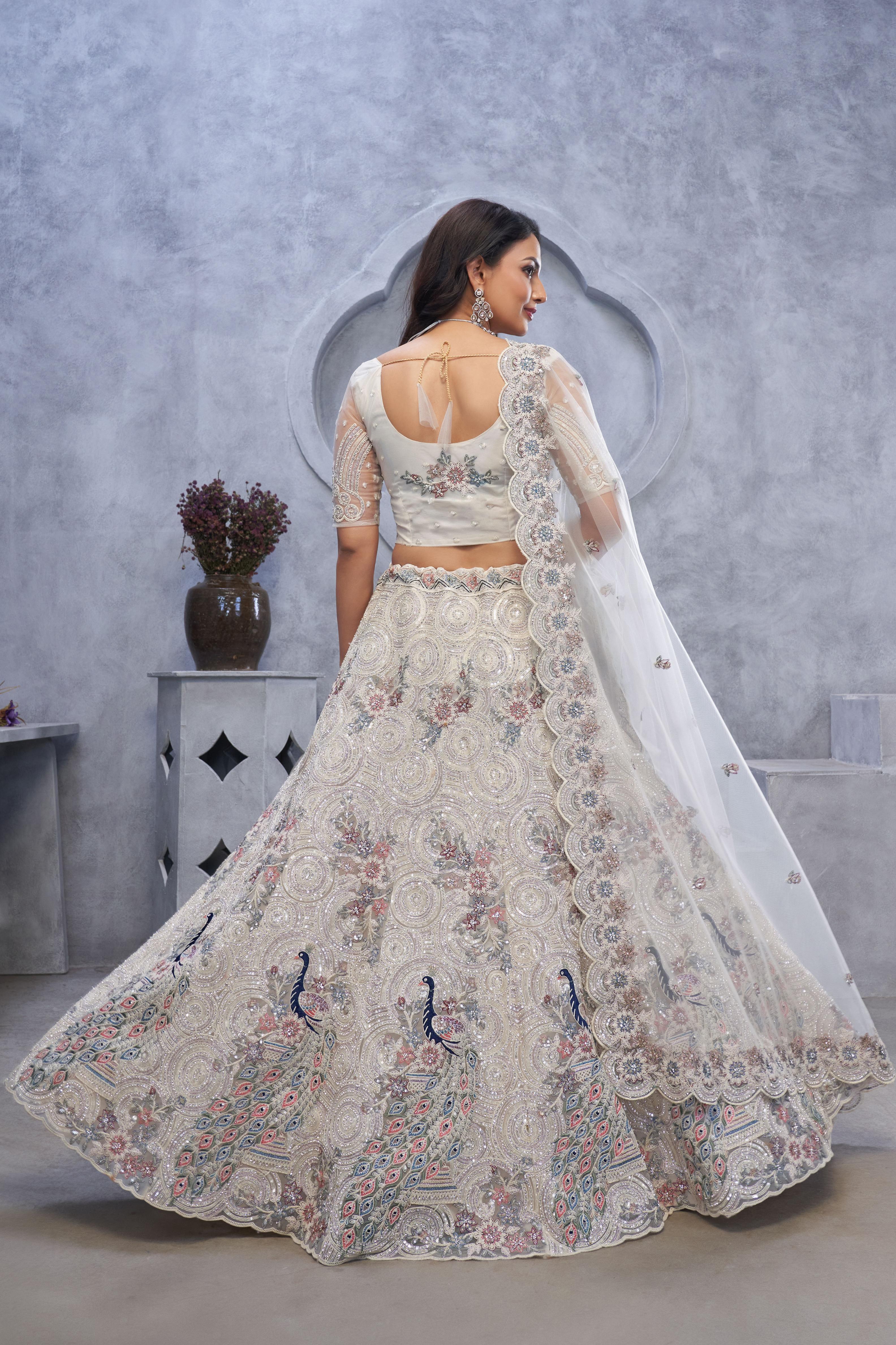 Silver Soft Net Wedding Lehenga — alternate view