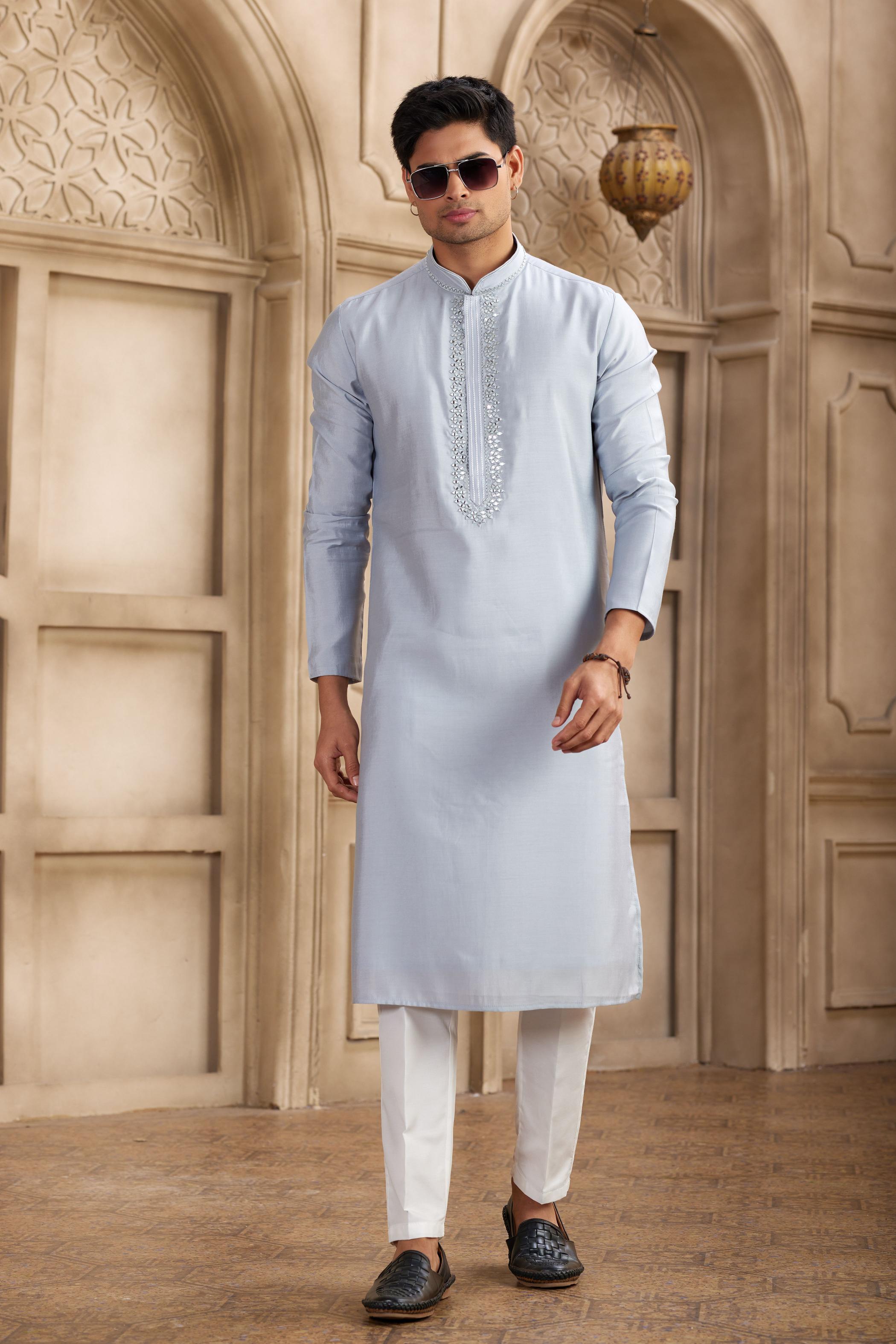 Sky Blue Art Silk Kurta Payjama