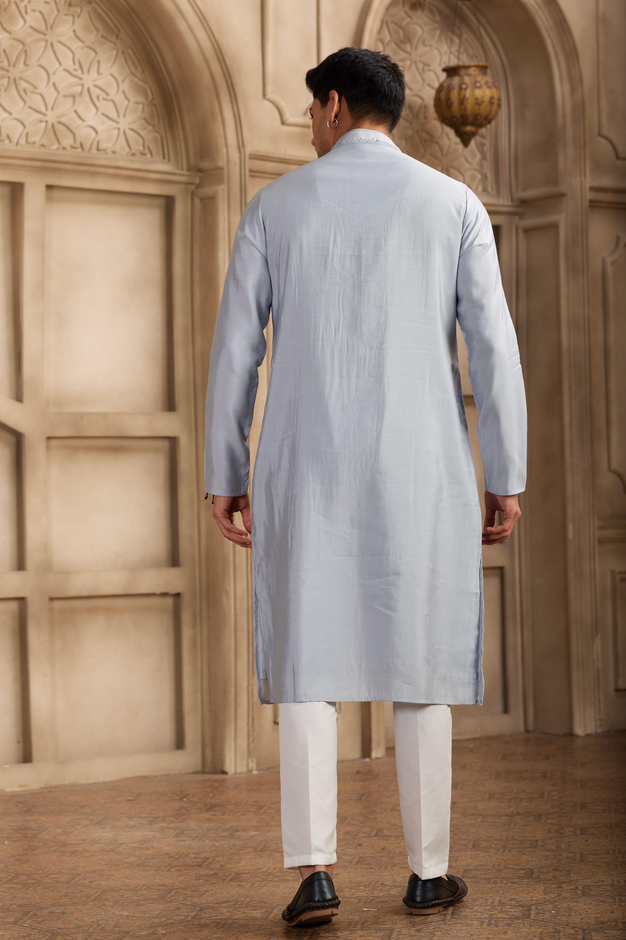 Sky Blue Art Silk Kurta Payjama
