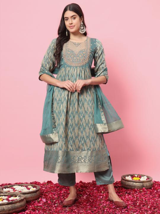 Sky Blue Cotton Silk Salwar Suit