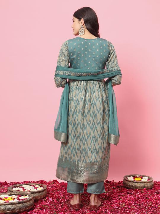 Sky Blue Cotton Silk Salwar Suit — alternate view