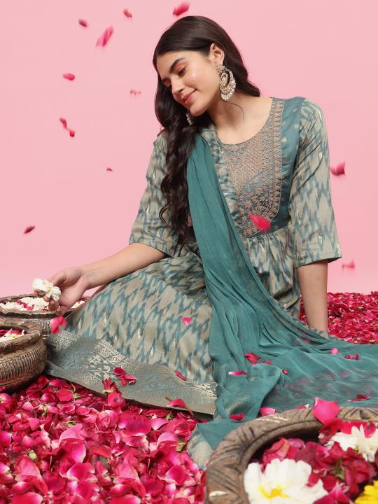 Sky Blue Cotton Silk Salwar Suit