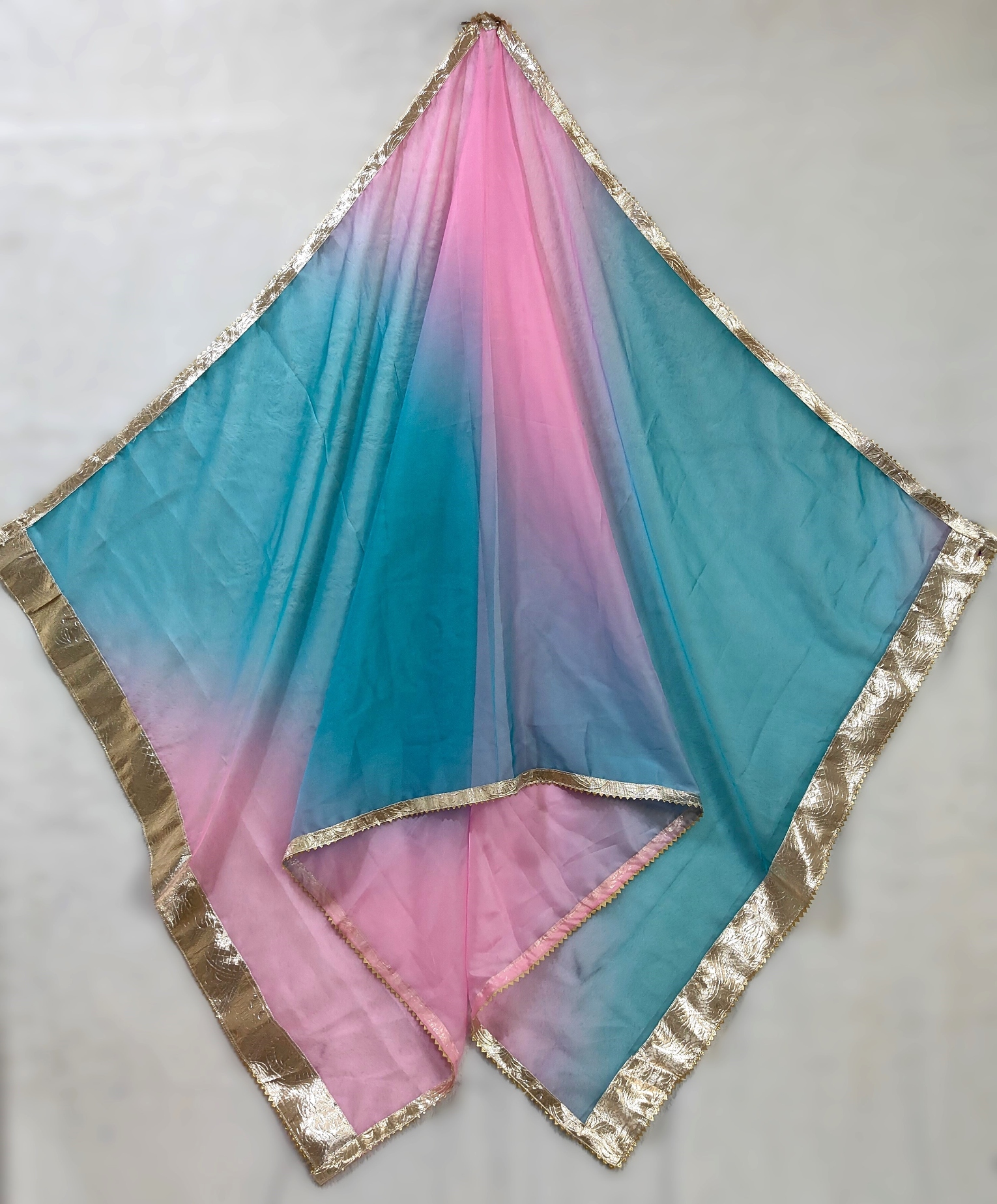 Sky Blue Designer Digital Printed Organza Dupatta — alternate view