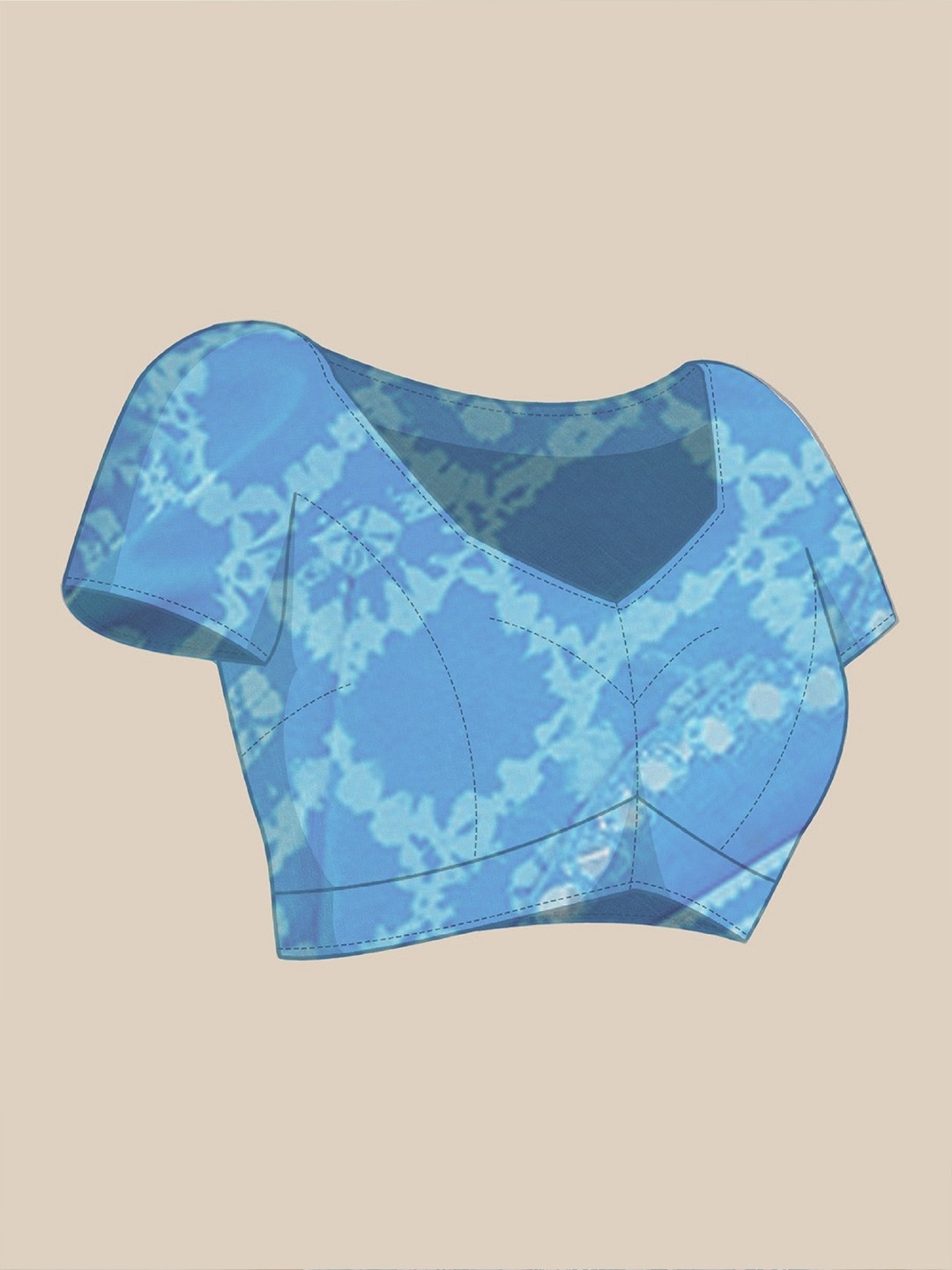 Sky Blue Floral Digital Print Georgette Saree