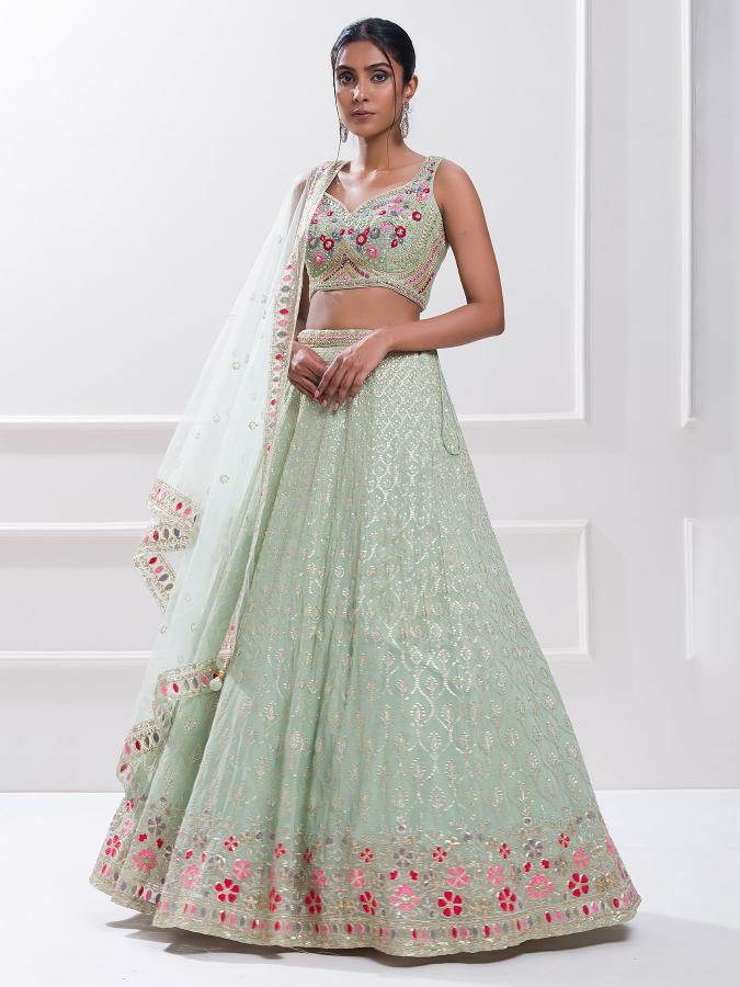 Sky Blue Georgette Lehenga Choli