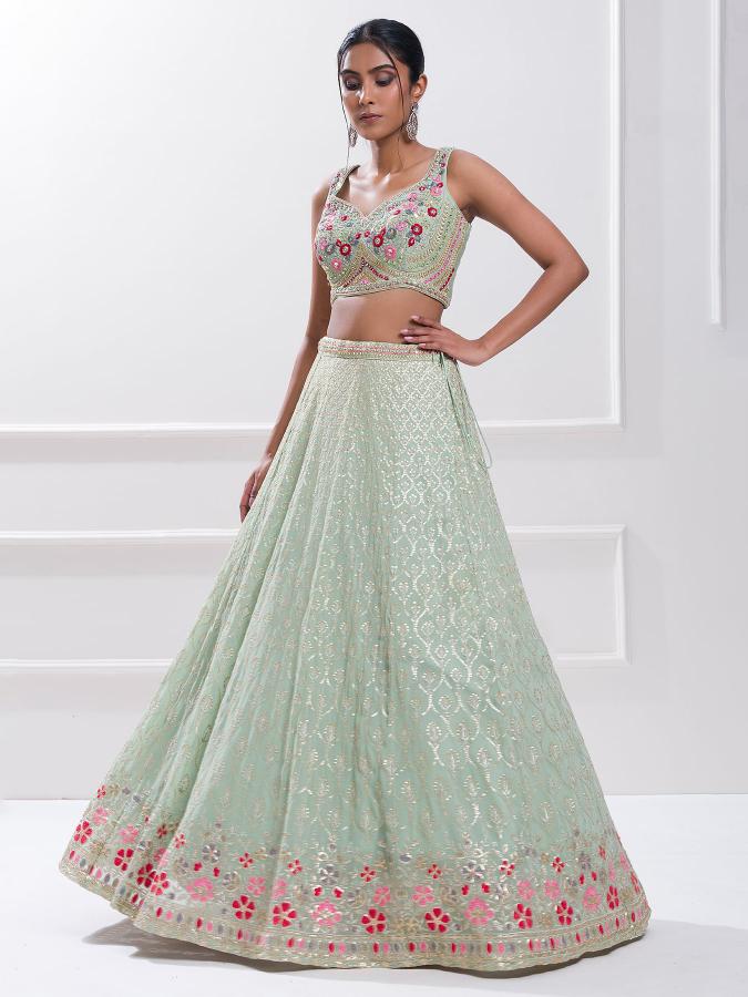 Sky Blue Georgette Lehenga Choli