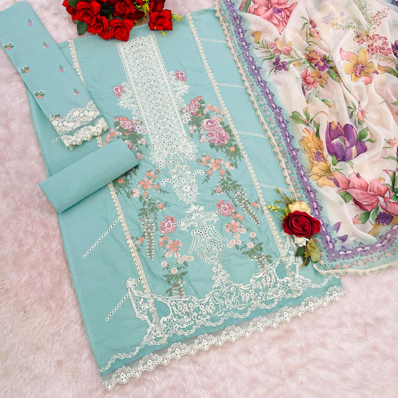 Sky Blue Off white Straight pant suit