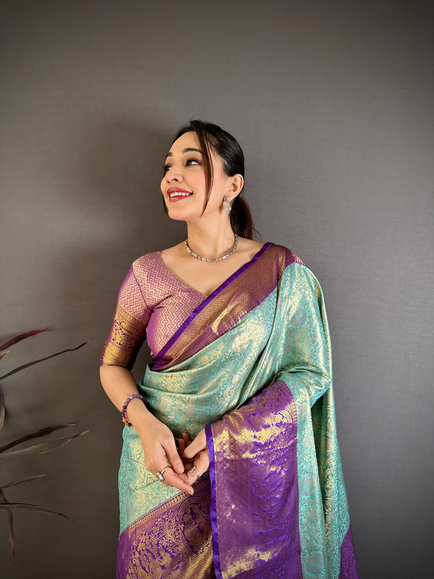 Sky Blue Opulent Jacquard Kanchipuram Silk Saree