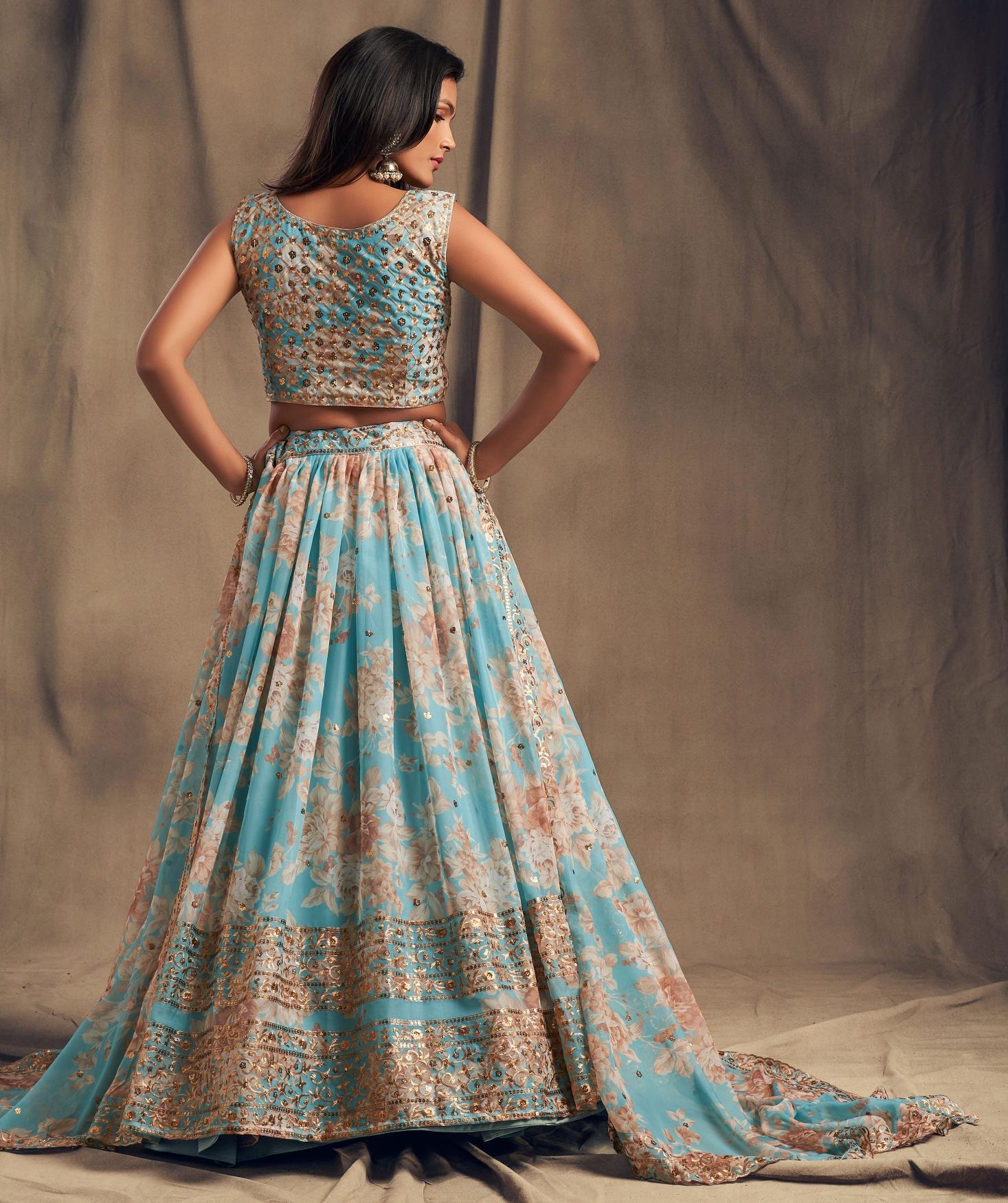 Sky Blue Organza Lehenga Choli — alternate view