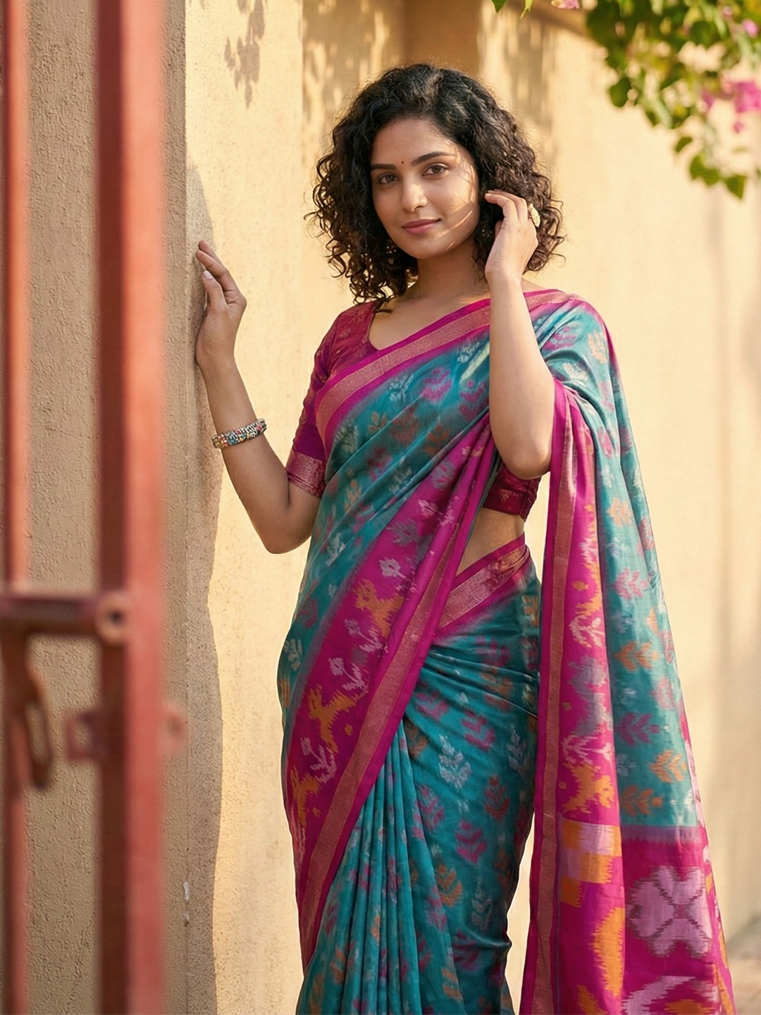 Sky Blue Pochampally Silk Woven Saree