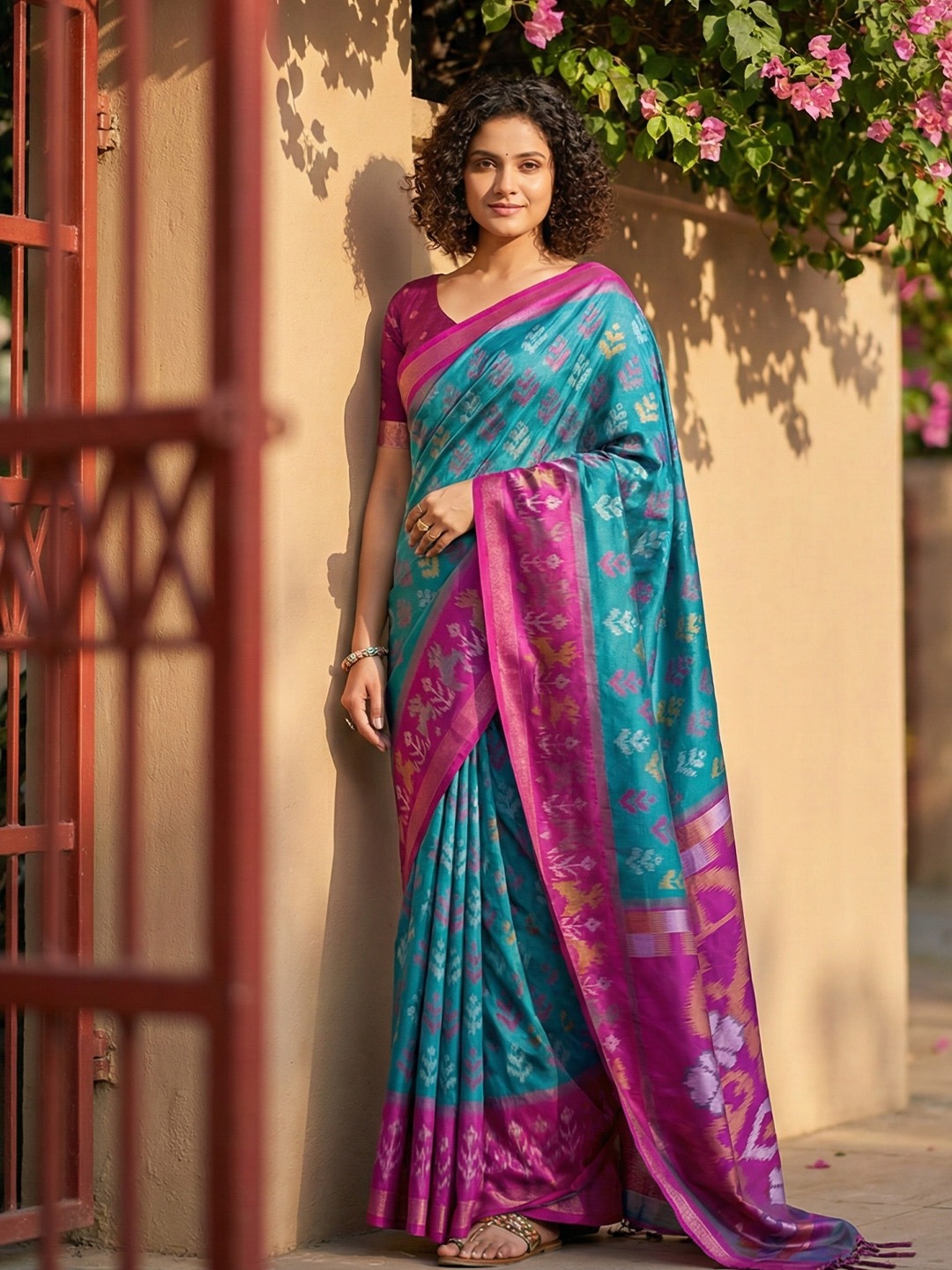 Sky Blue Pochampally Silk Woven Saree