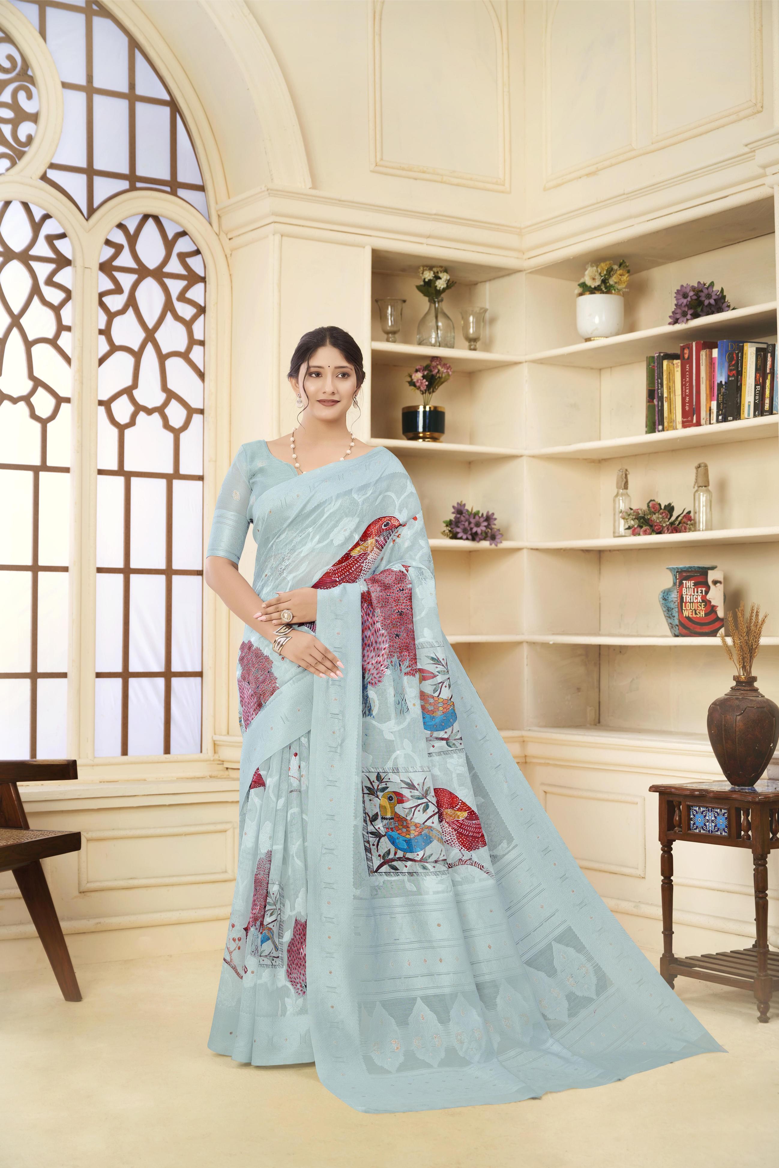 Sky Blue Rich Silk Saree
