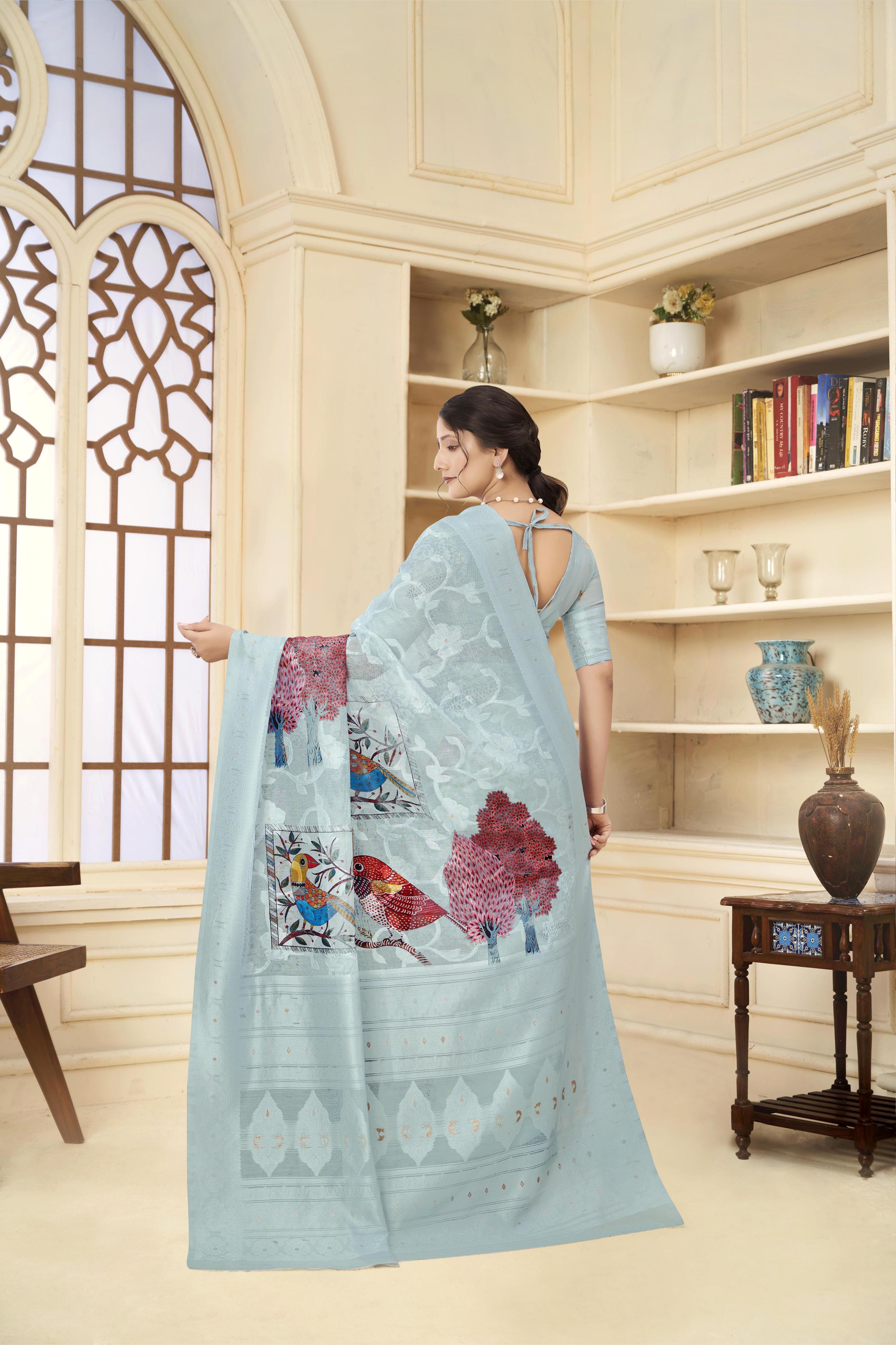 Sky Blue Rich Silk Saree — alternate view
