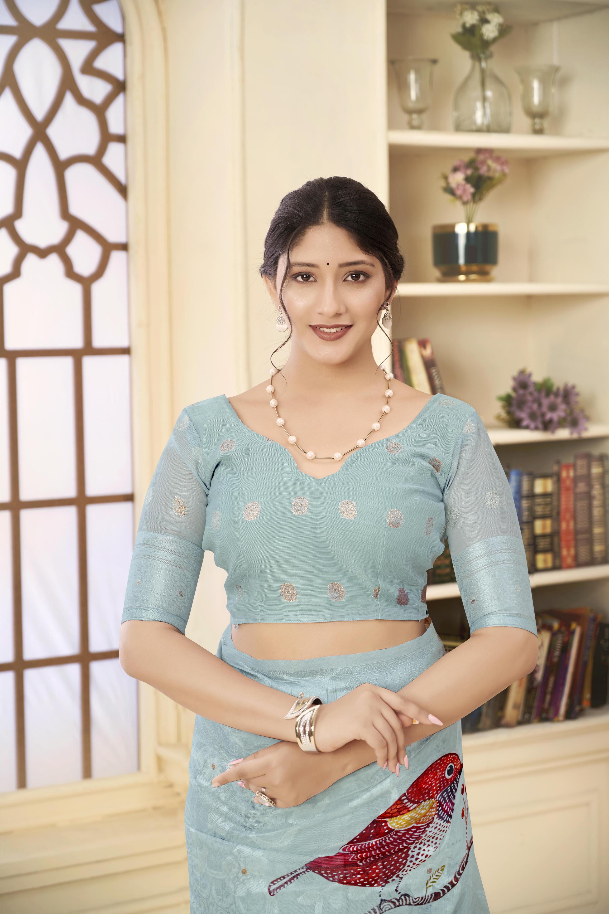Sky Blue Rich Silk Saree