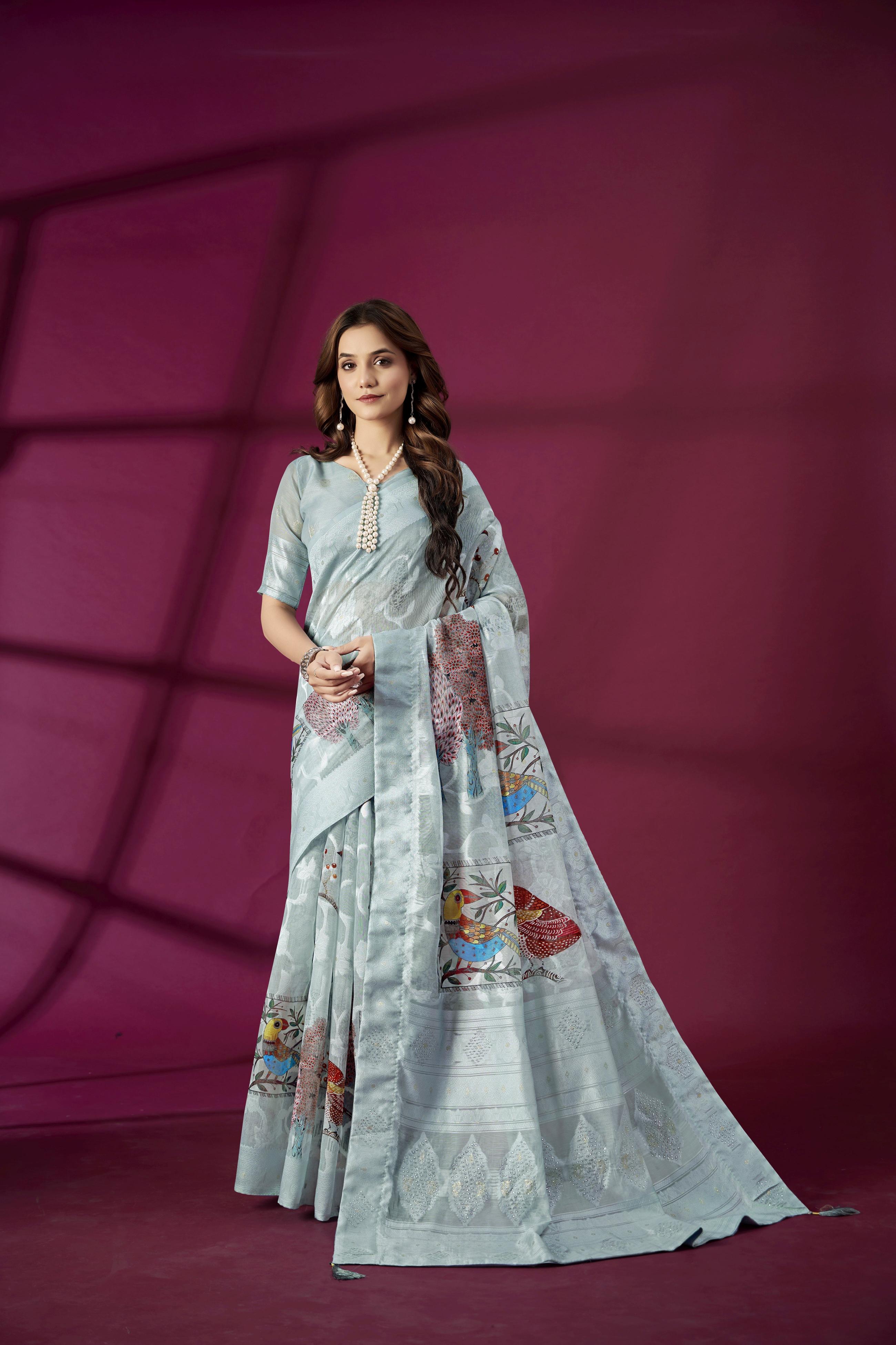 Sky Blue Rich Silk Saree