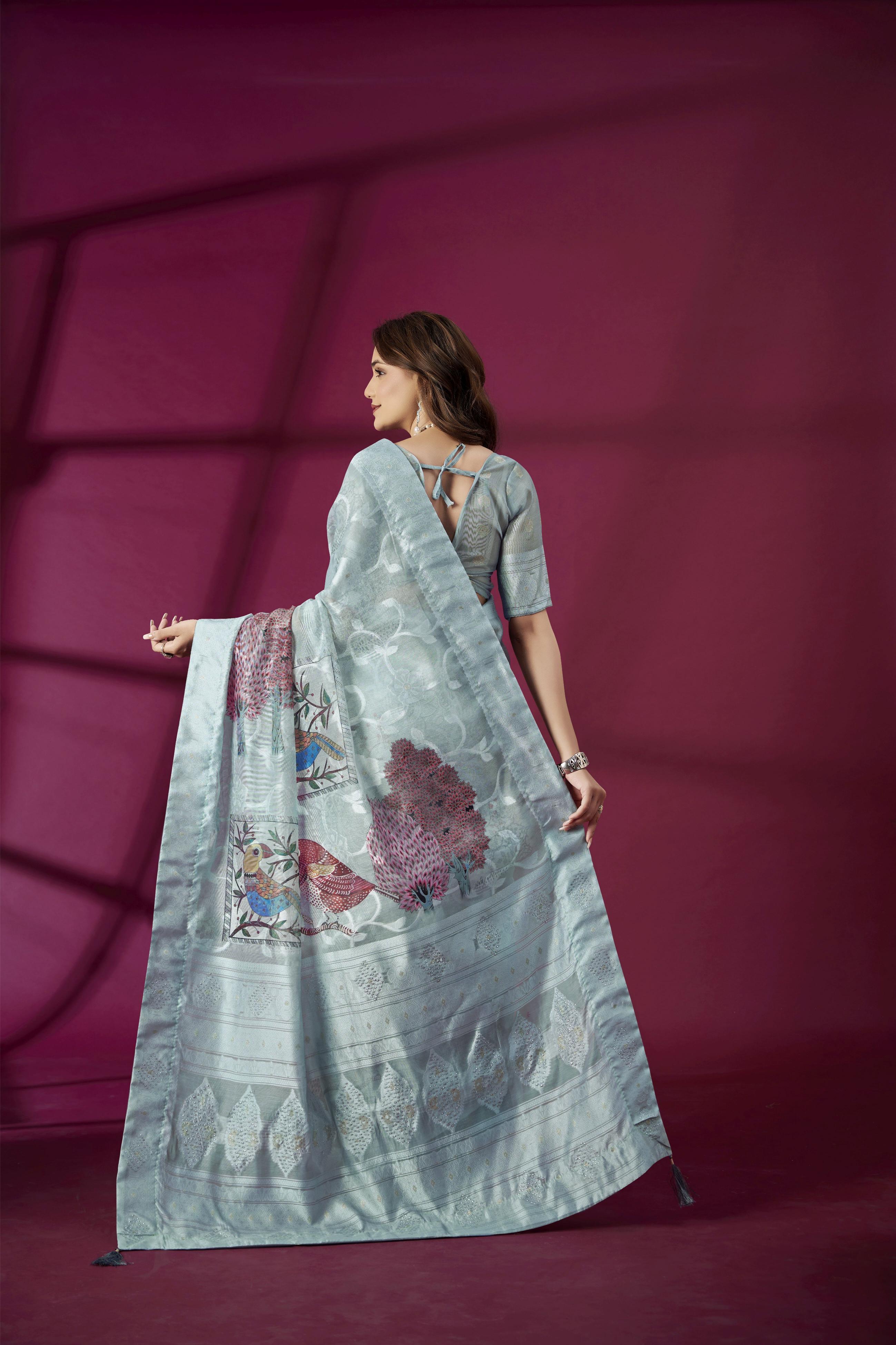 Sky Blue Rich Silk Saree — alternate view