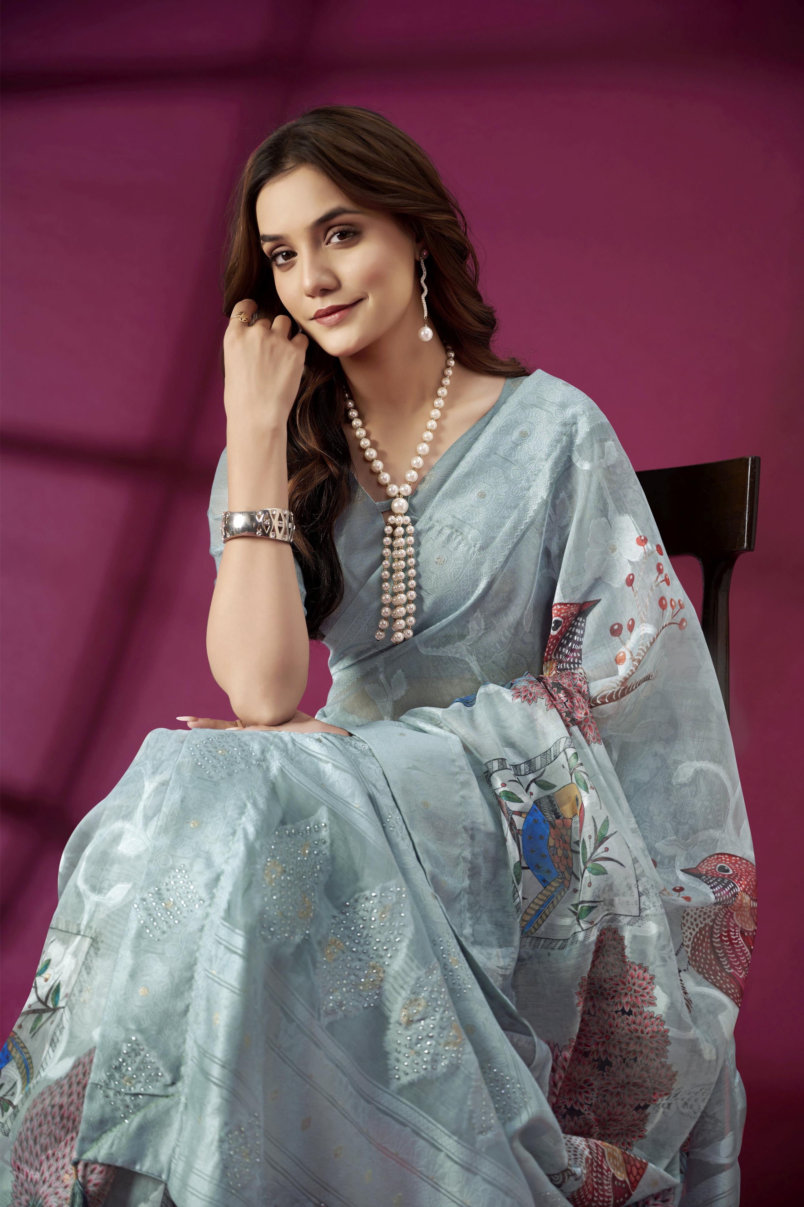 Sky Blue Rich Silk Saree