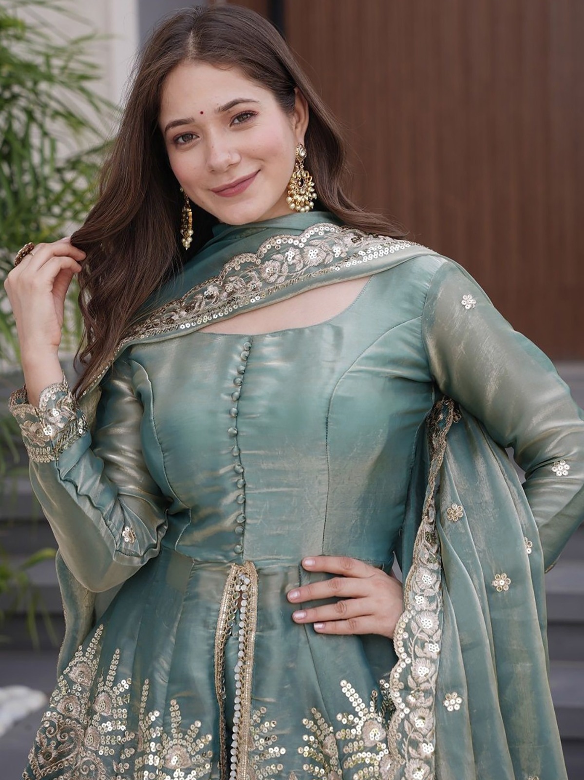 Sky Blue Silk Embroidered Straight Kurta Set