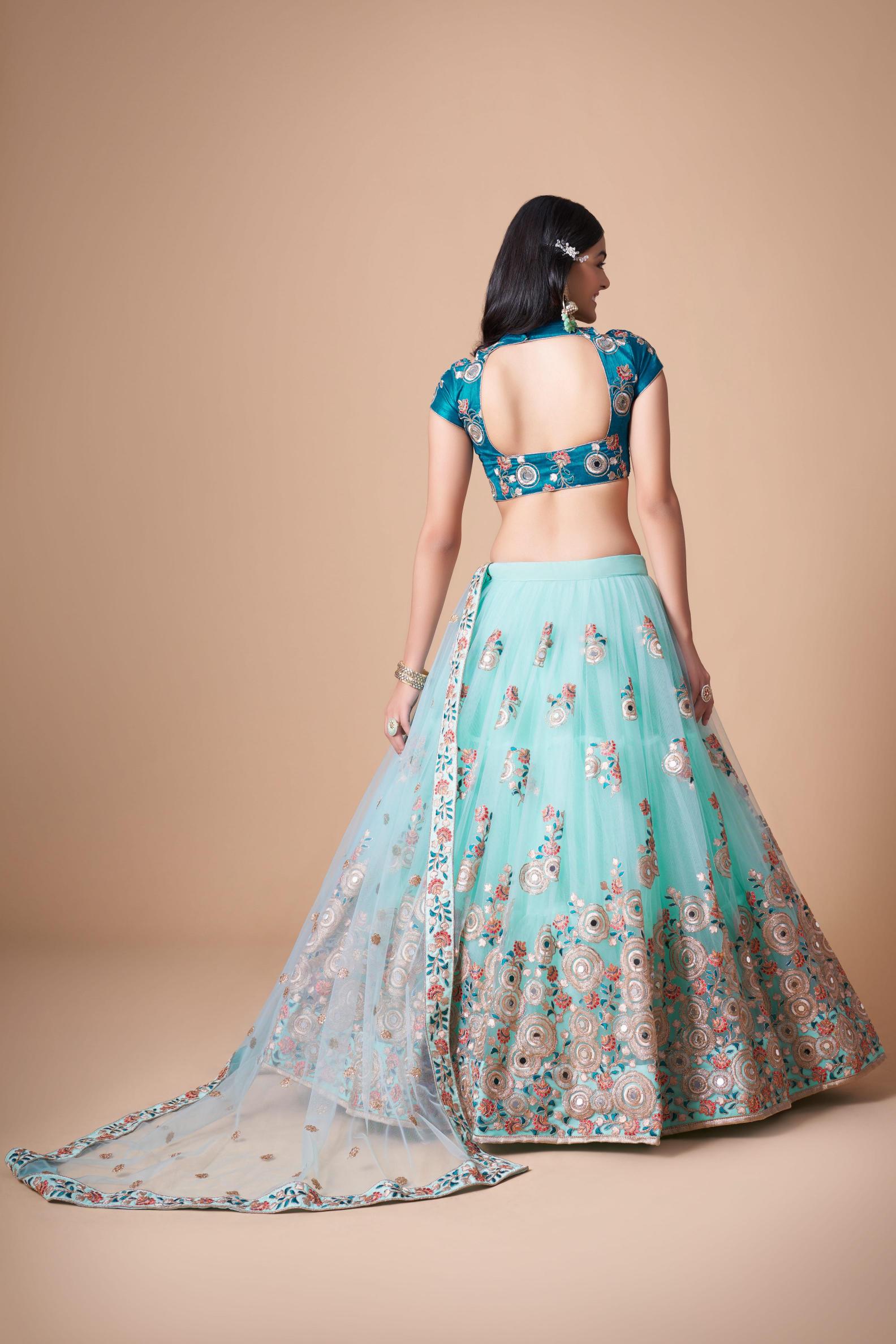 Sky Blue Soft Net Lehenga Choli — alternate view