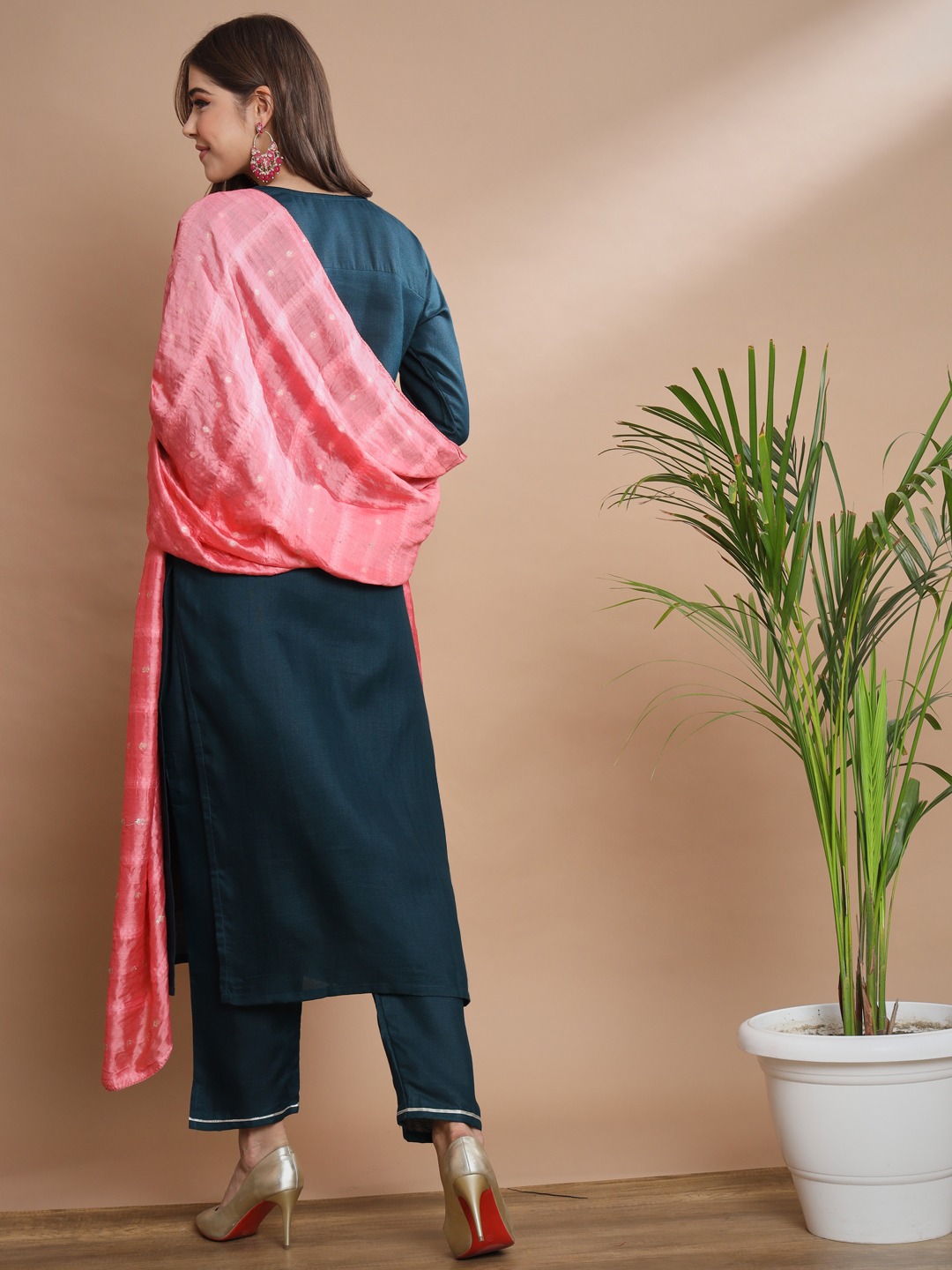 Teal Blue Embroidered Salwar Suit — alternate view