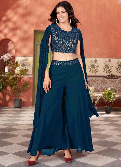 Teal Blue Georgette Kurti