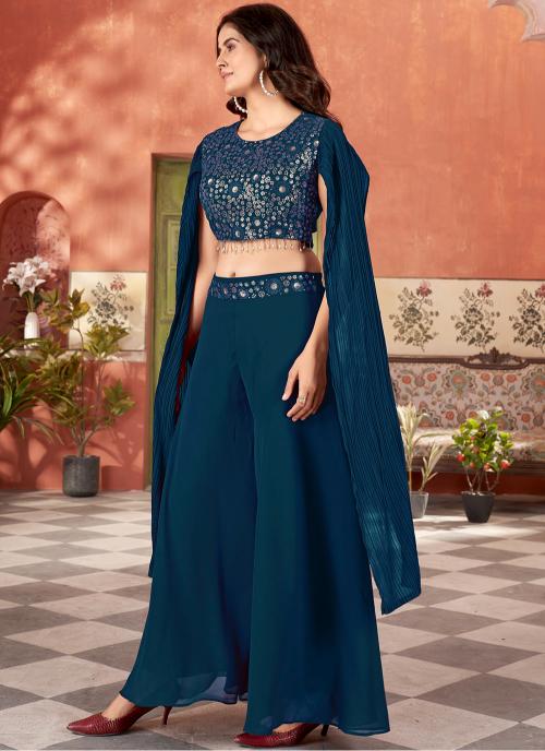 Teal Blue Georgette Kurti — alternate view