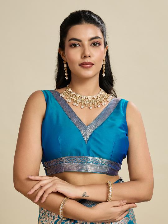 Teal Blue Kanjivaram Silk Saree