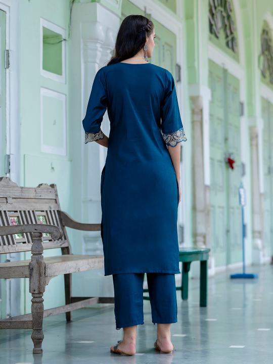 Teal Silk Blend Readymade Suits — alternate view