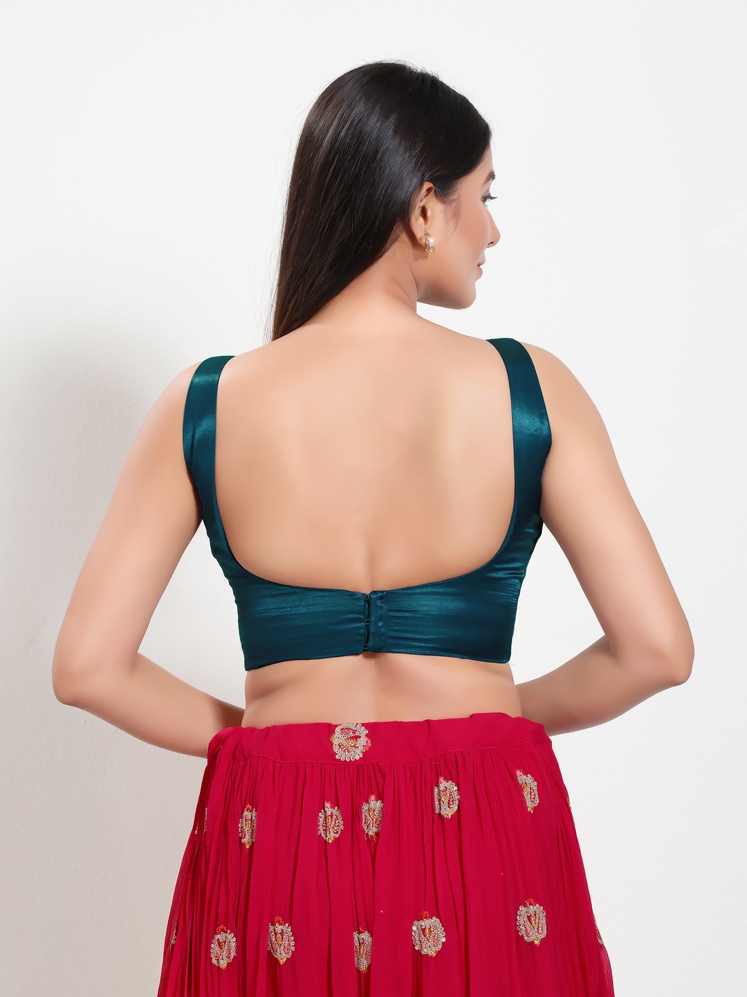 Teal Silk Readymade Blouse — alternate view