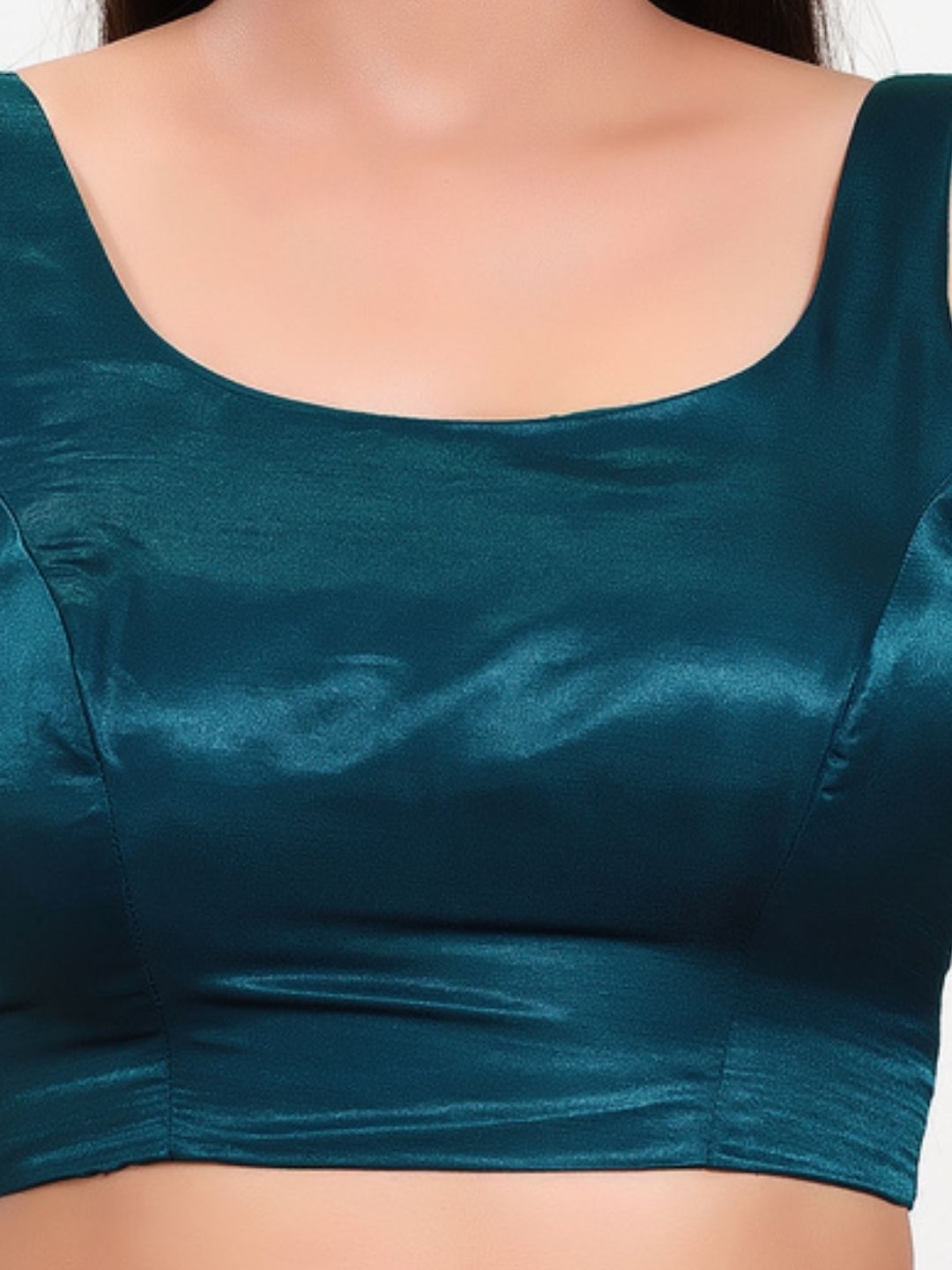 Teal Silk Readymade Blouse