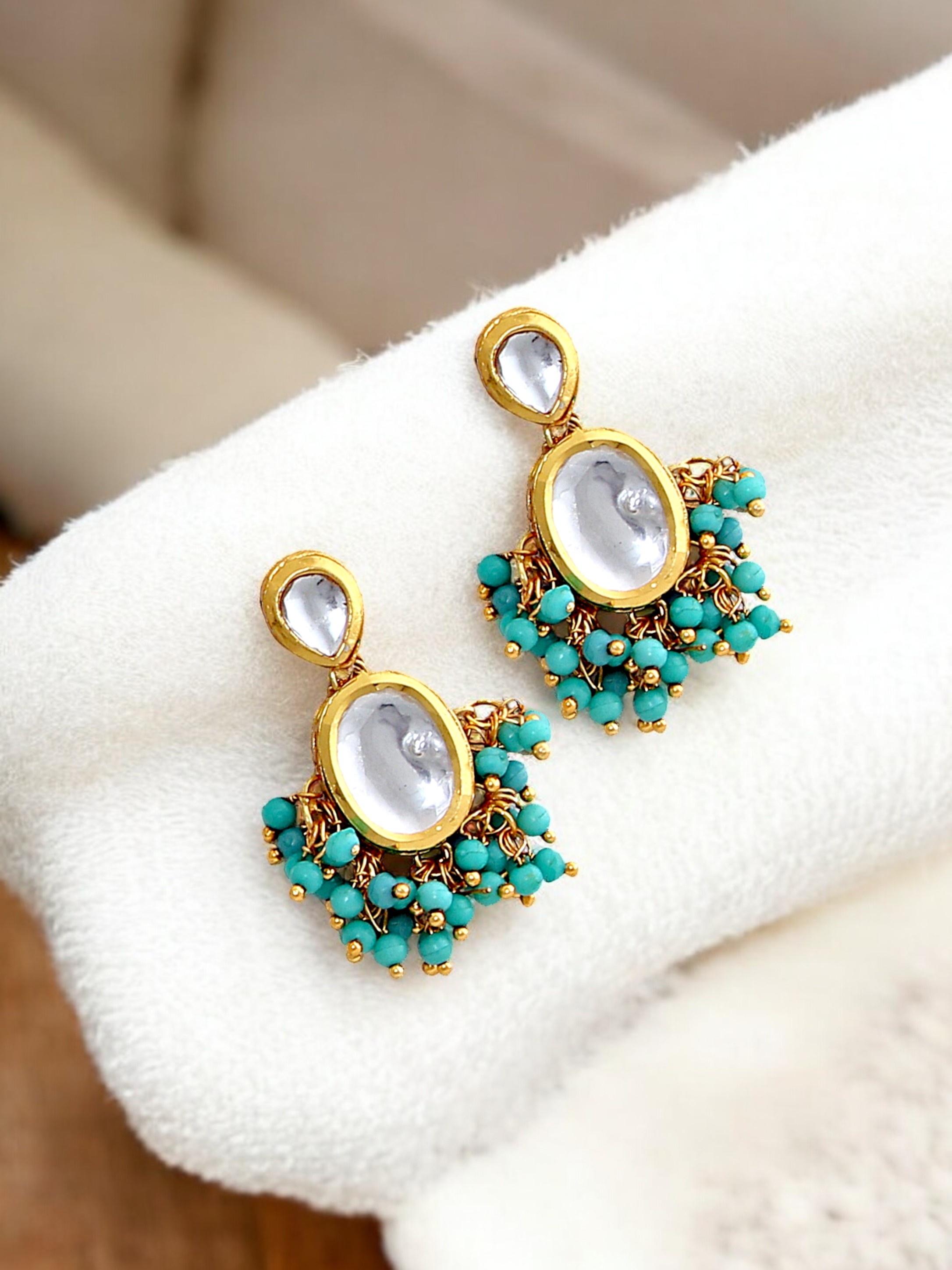 Turquoise Kundan Beaded Necklace Set