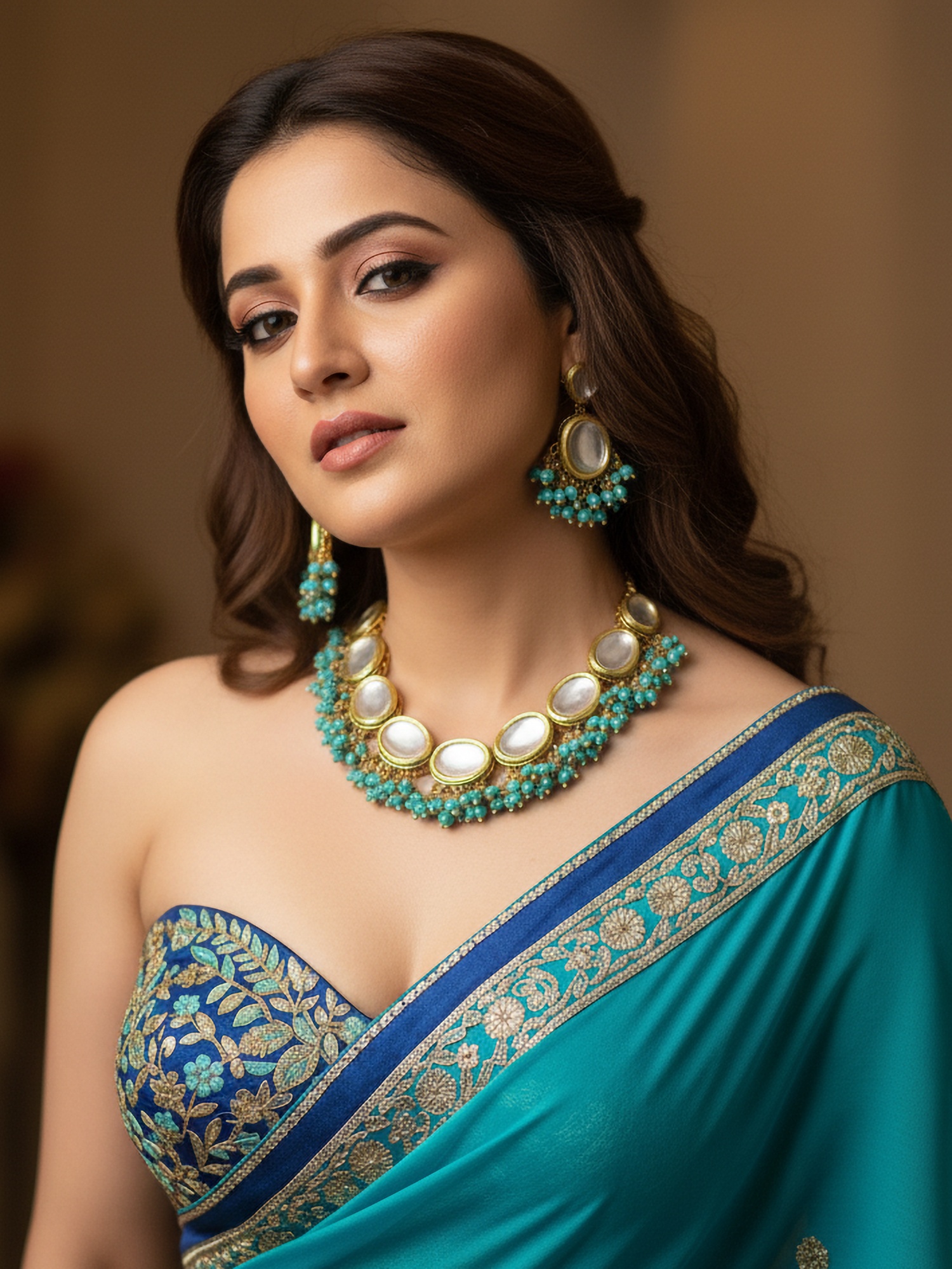 Turquoise Kundan Beaded Necklace Set