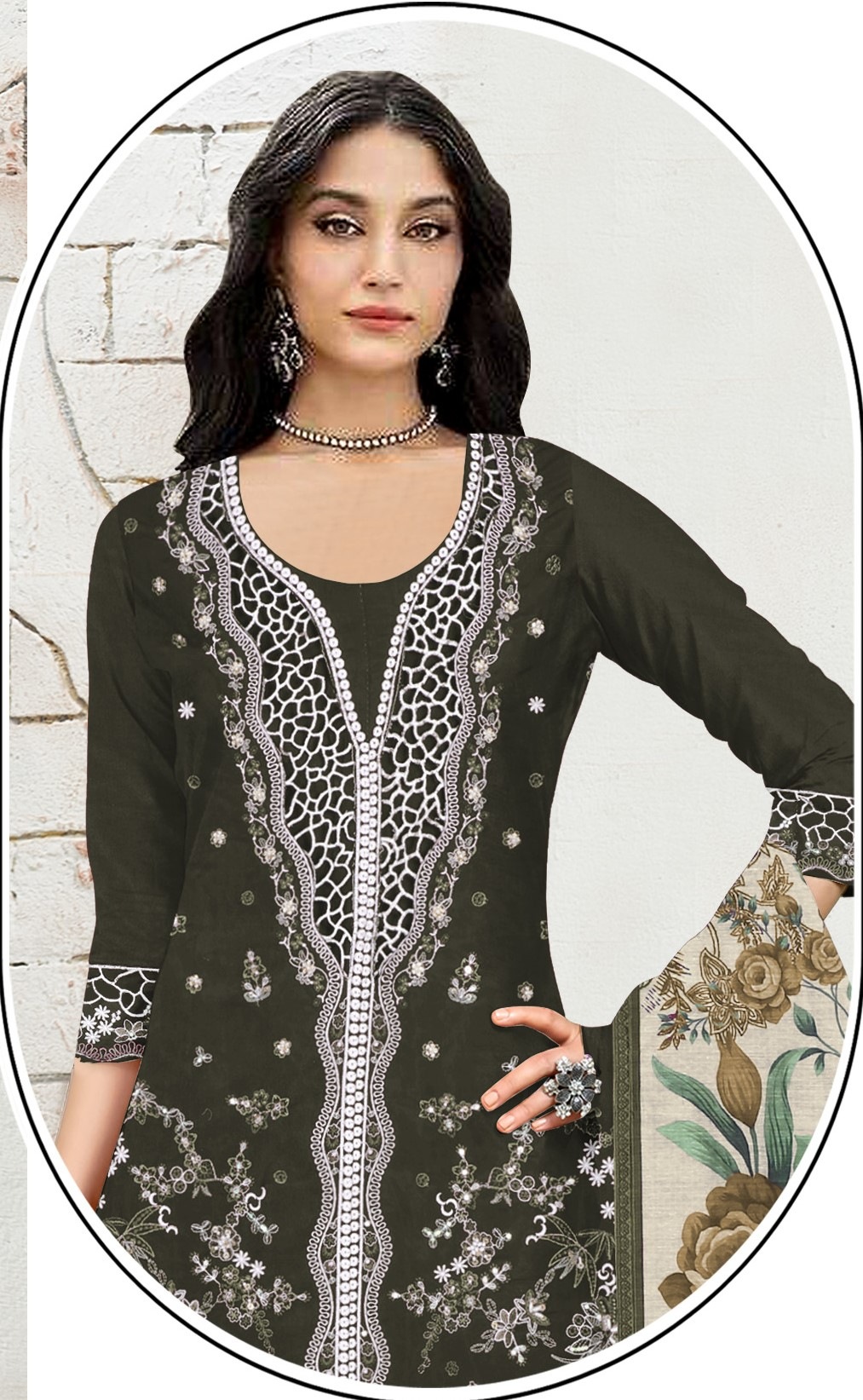 Verdant Grace Embroidered Kameez Ensemble — alternate view