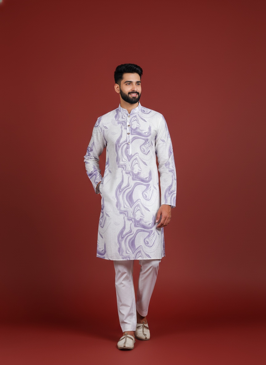Violet Art Silk Designer Kurta Pyjama