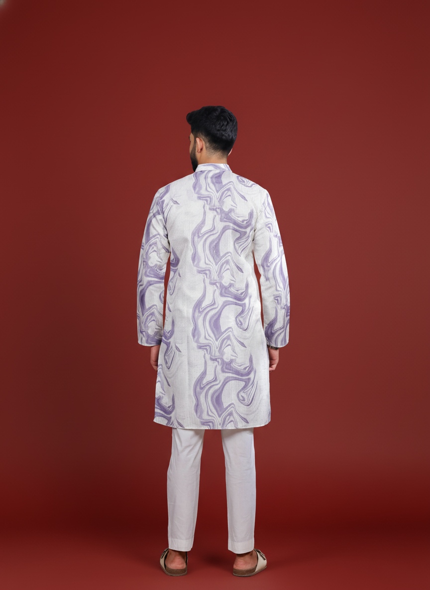 Violet Art Silk Designer Kurta Pyjama — alternate view