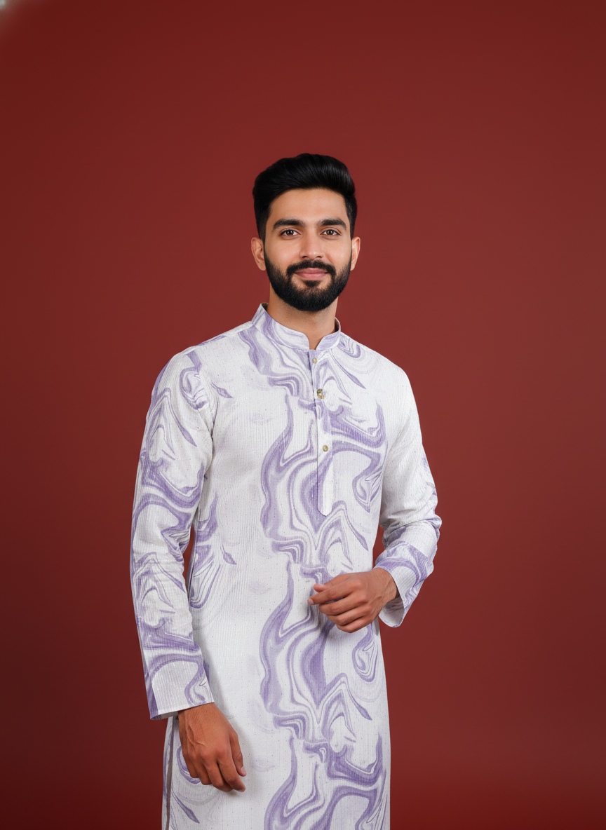Violet Art Silk Designer Kurta Pyjama