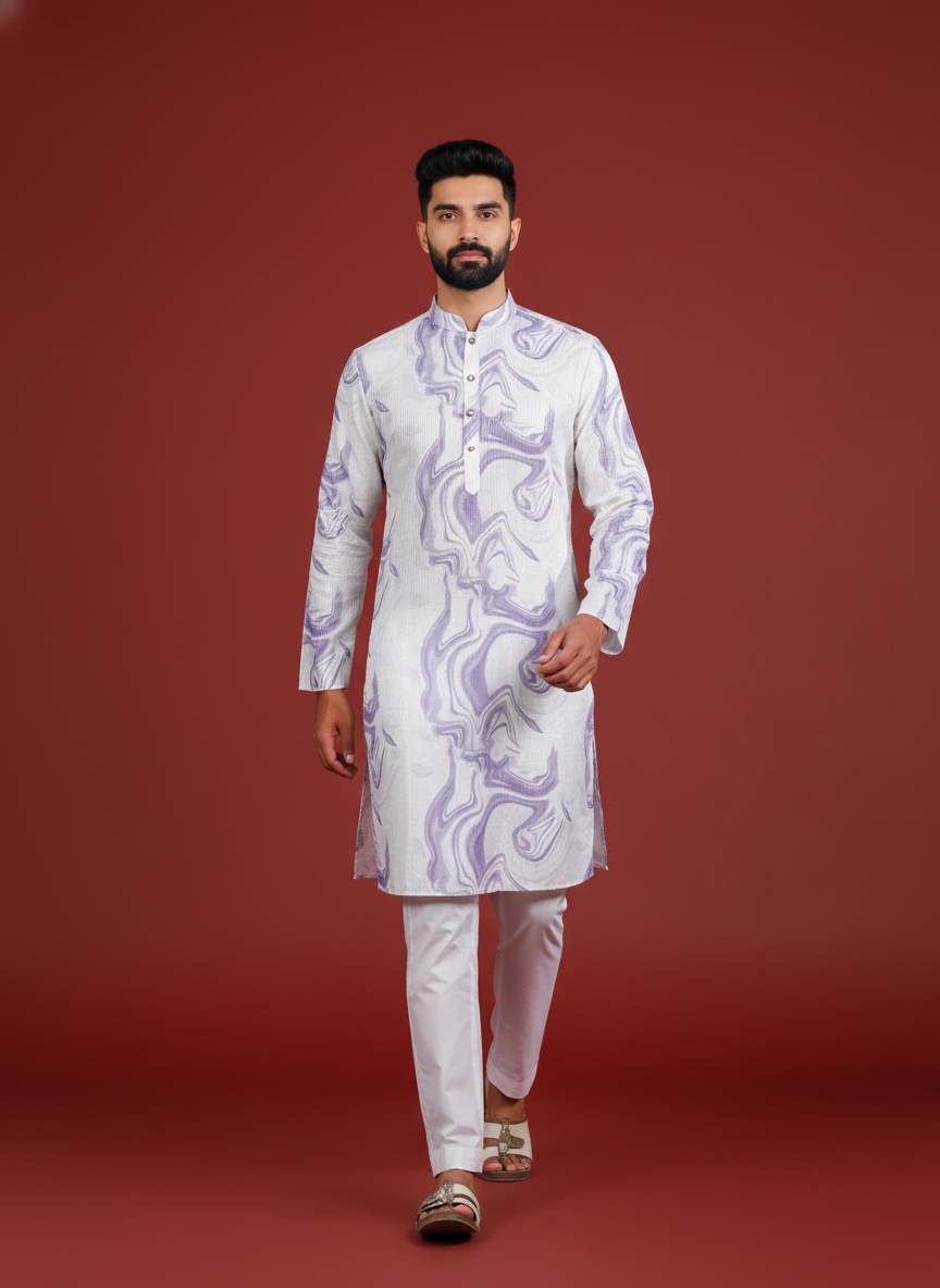 Violet Art Silk Designer Kurta Pyjama