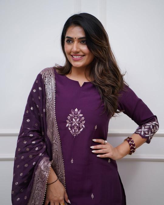 Violet Chanderi Stitched Suits