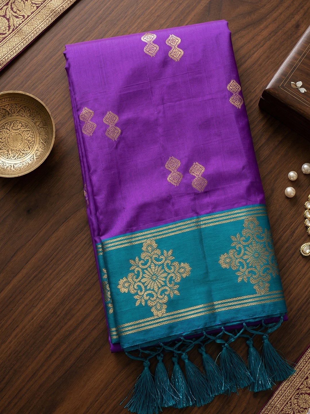 Violet Heritage Sequence Fendy Satin Saree